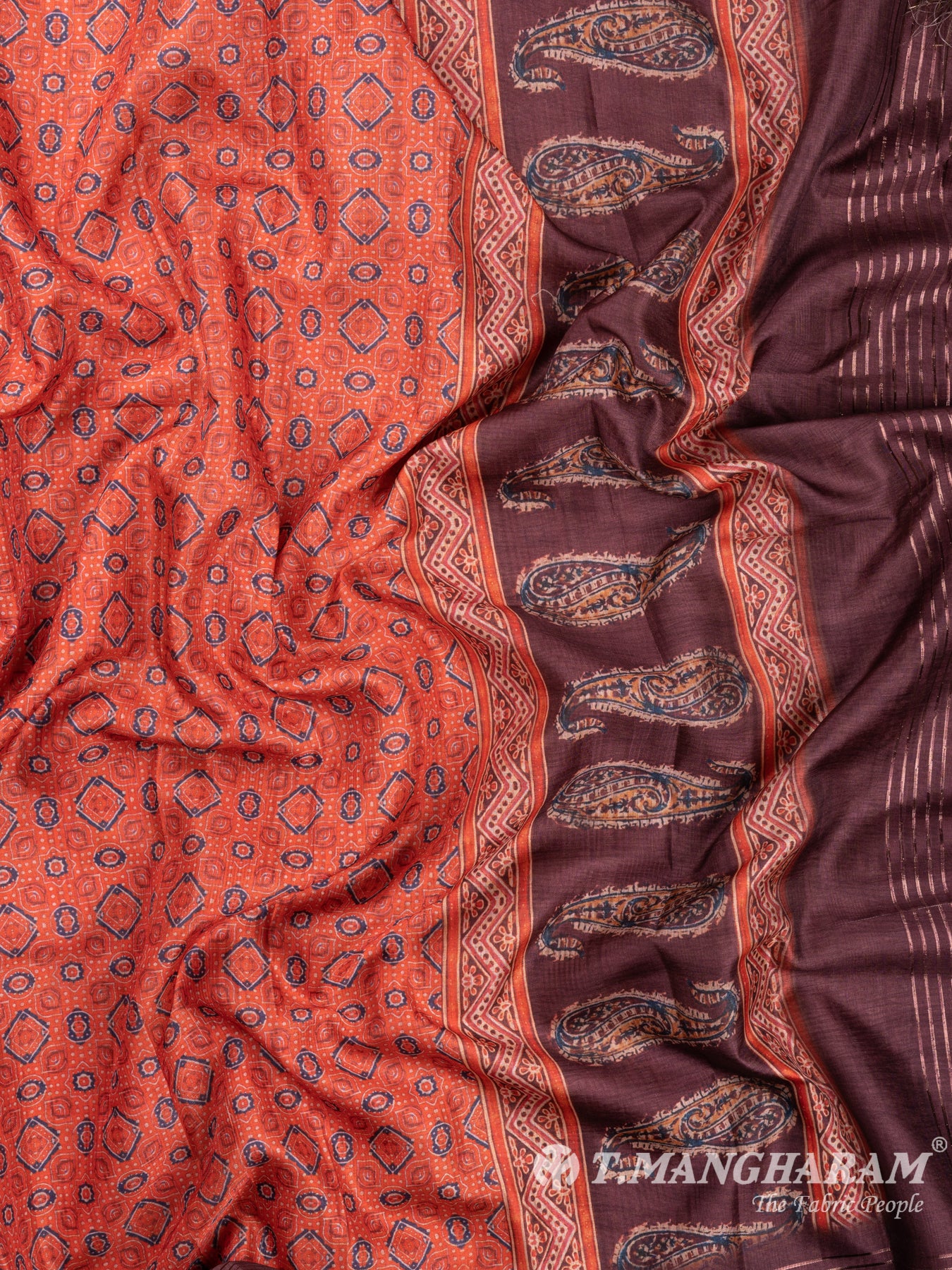 Brown and Red Silk Chudidhar Fabric Set - EF1031 view-2