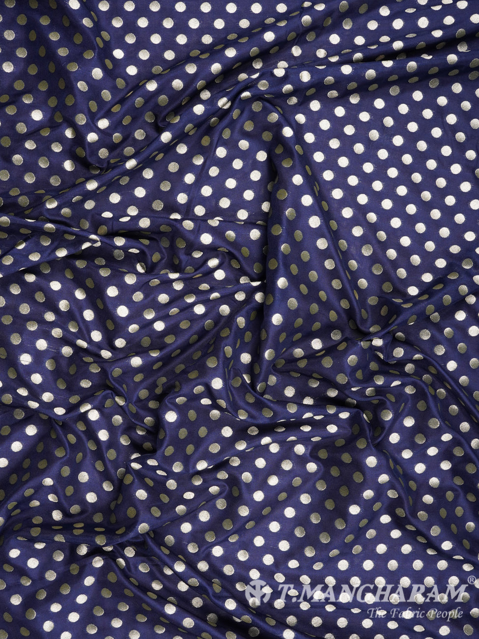 Navy Blue Banaras Fabric - EC1959