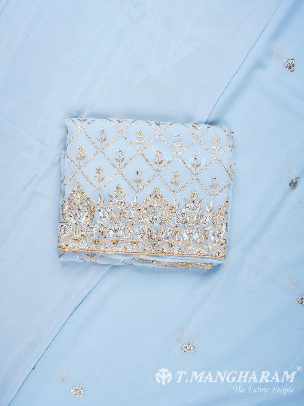 Blue Georgette Chudidhar Fabric Set - EF1124 view-1