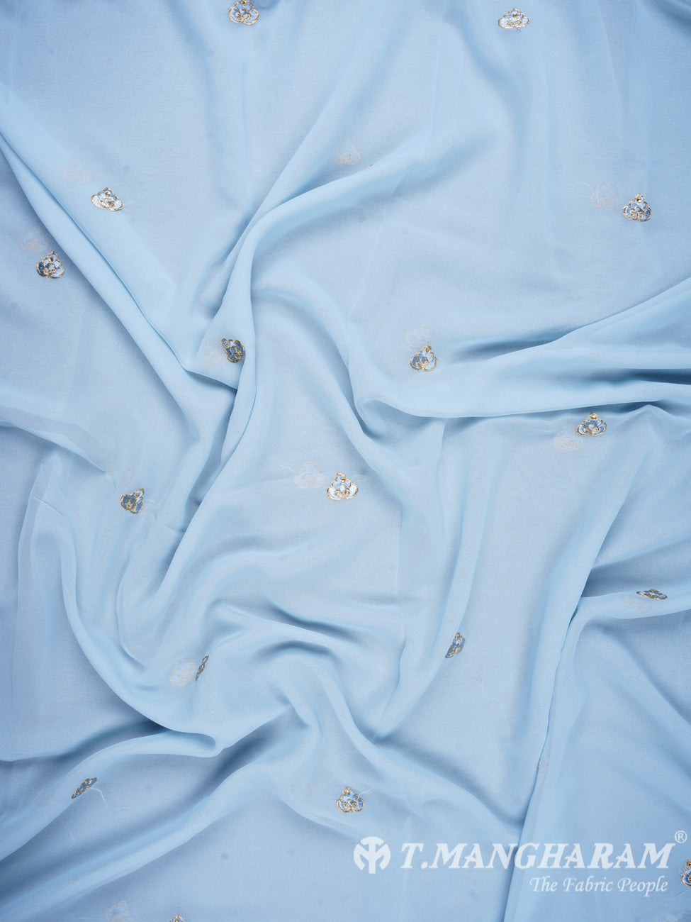 Blue Georgette Chudidhar Fabric Set - EF1124 view-2