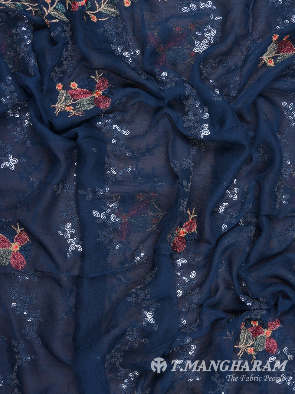 Navy Blue Georgette Chudidhar Fabric Set - EH1229 view-3