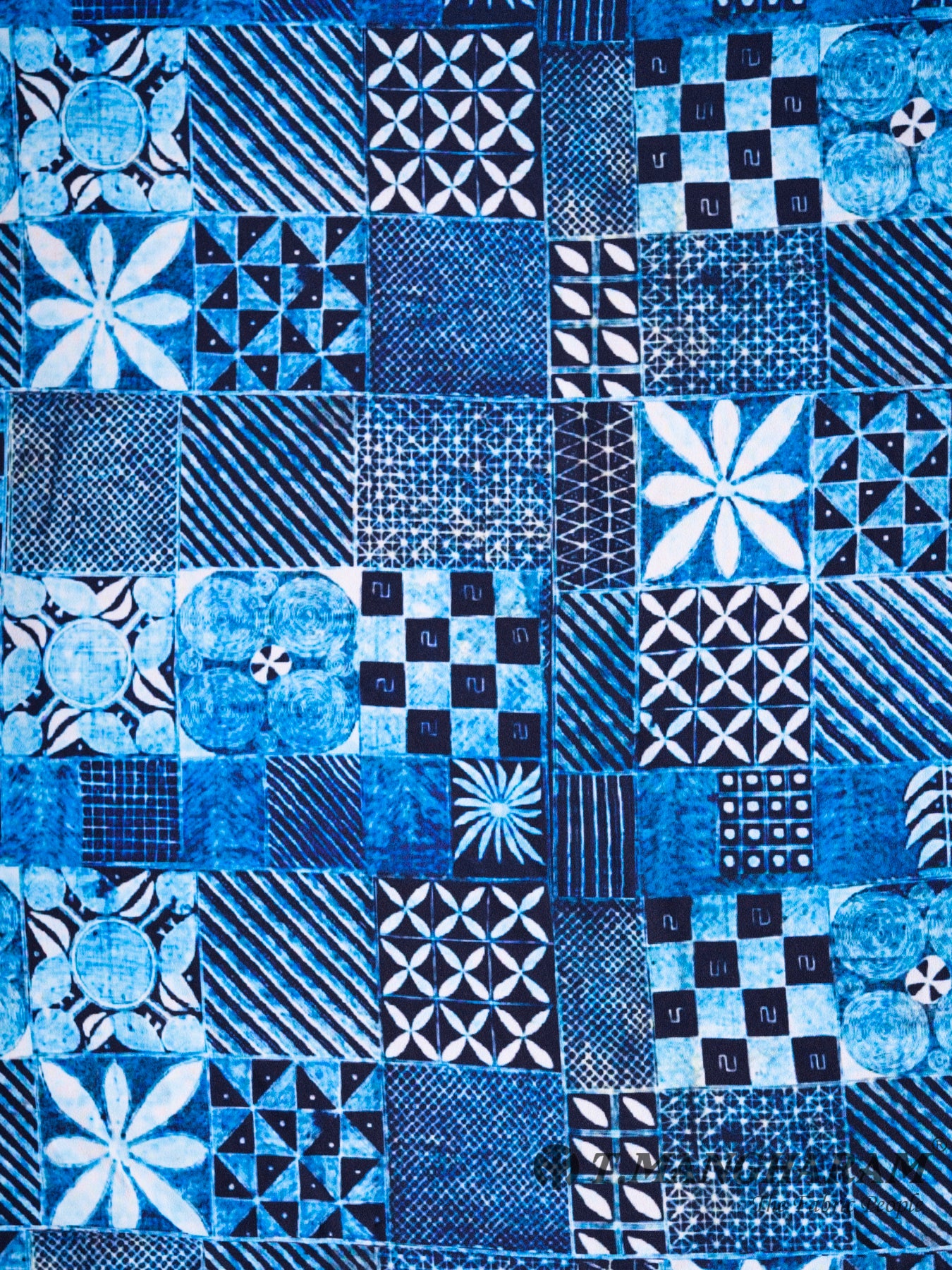 Blue Printed Crepe Fabric - EC0110 view-3