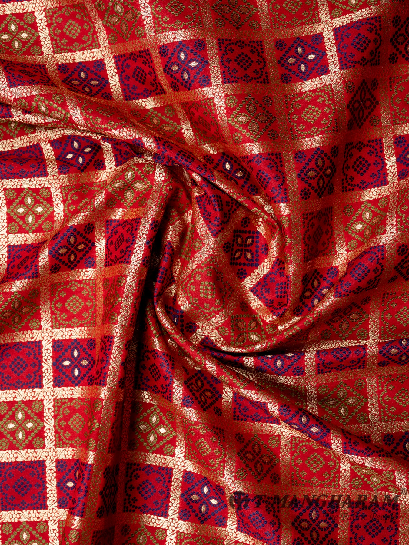 Red Banarasi Fabric - EC0162 view-1