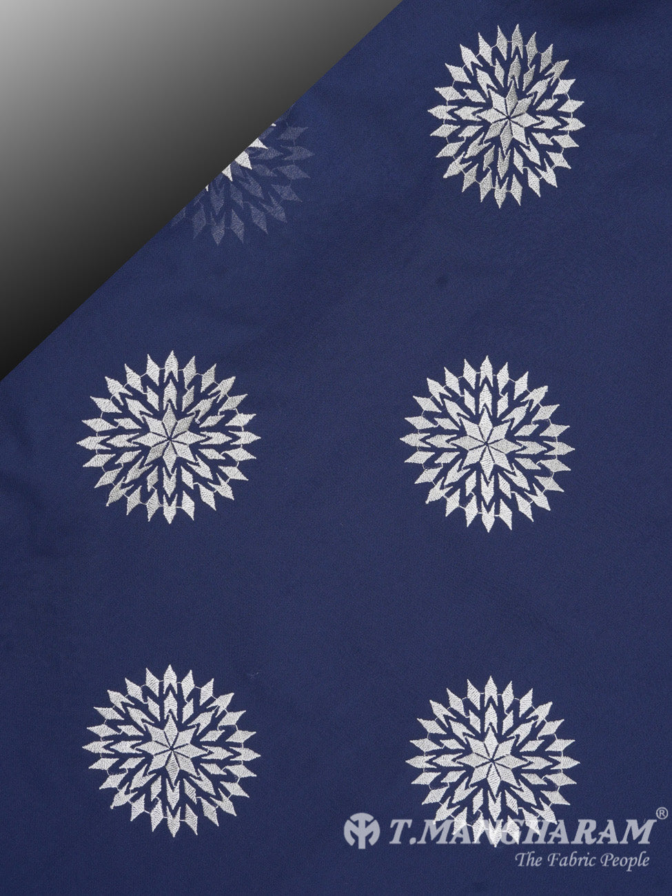 Navy Blue Cotton Embroidery Fabric - EC2397 view-2