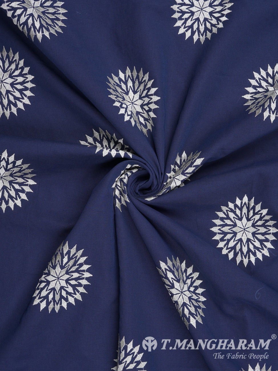 Navy Blue Cotton Embroidery Fabric - EC2397 view-1