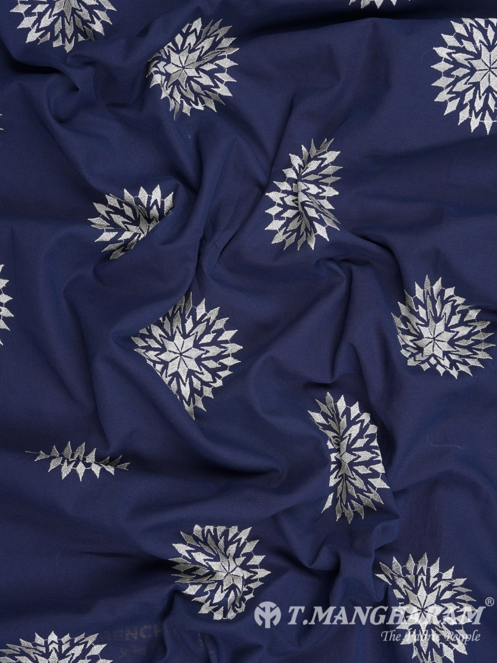 Navy Blue Cotton Embroidery Fabric - EC2397 view-4