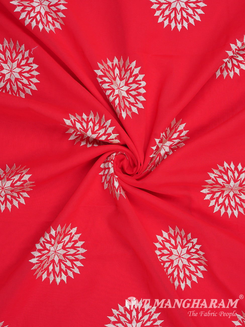 Red Cotton Embroidery Fabric - EC2398 view-1