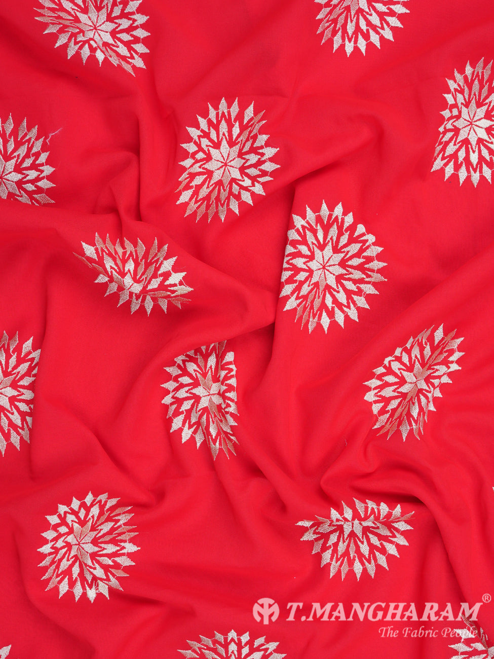 Red Cotton Embroidery Fabric - EC2398 view-4