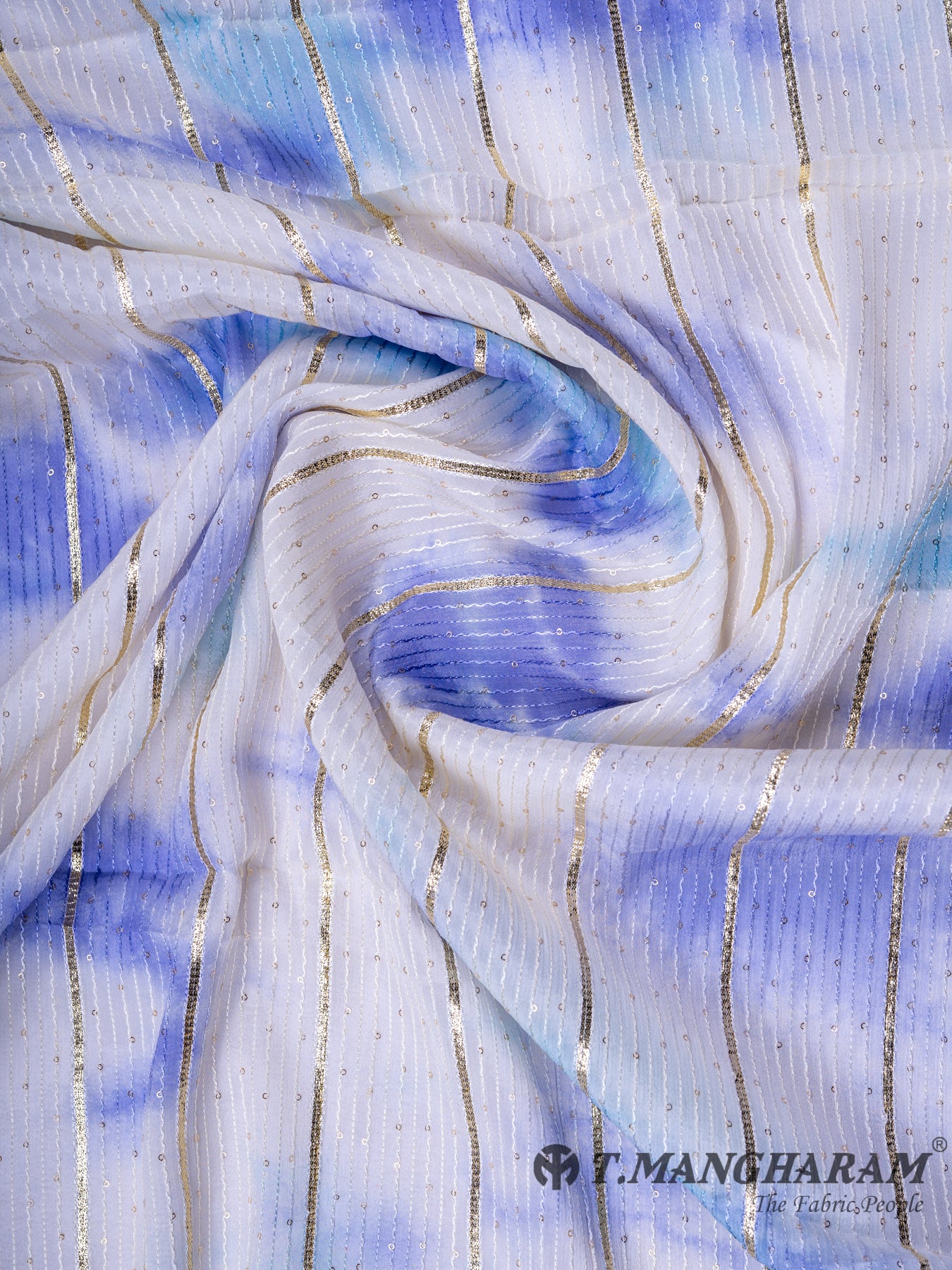 Blue Georgette Per Meter Fabric Lengths - EC0187 view-1