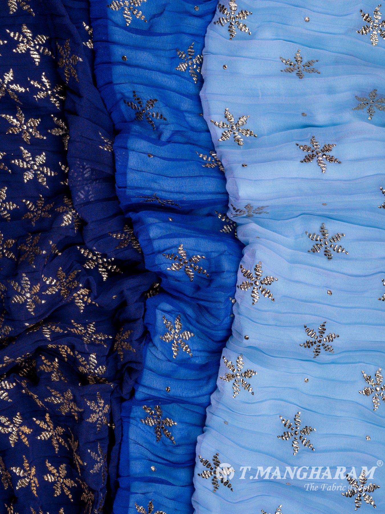 Multicolour Blue Georgette Fabric - EA0243 view-3
