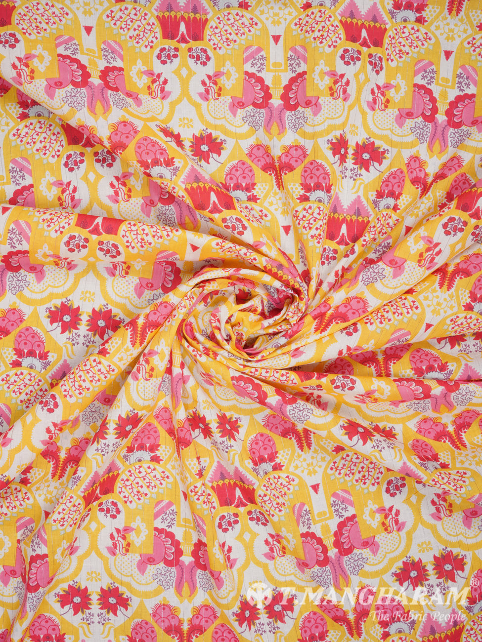 Yellow Rayon Cotton Fabric - EC1455 view-1
