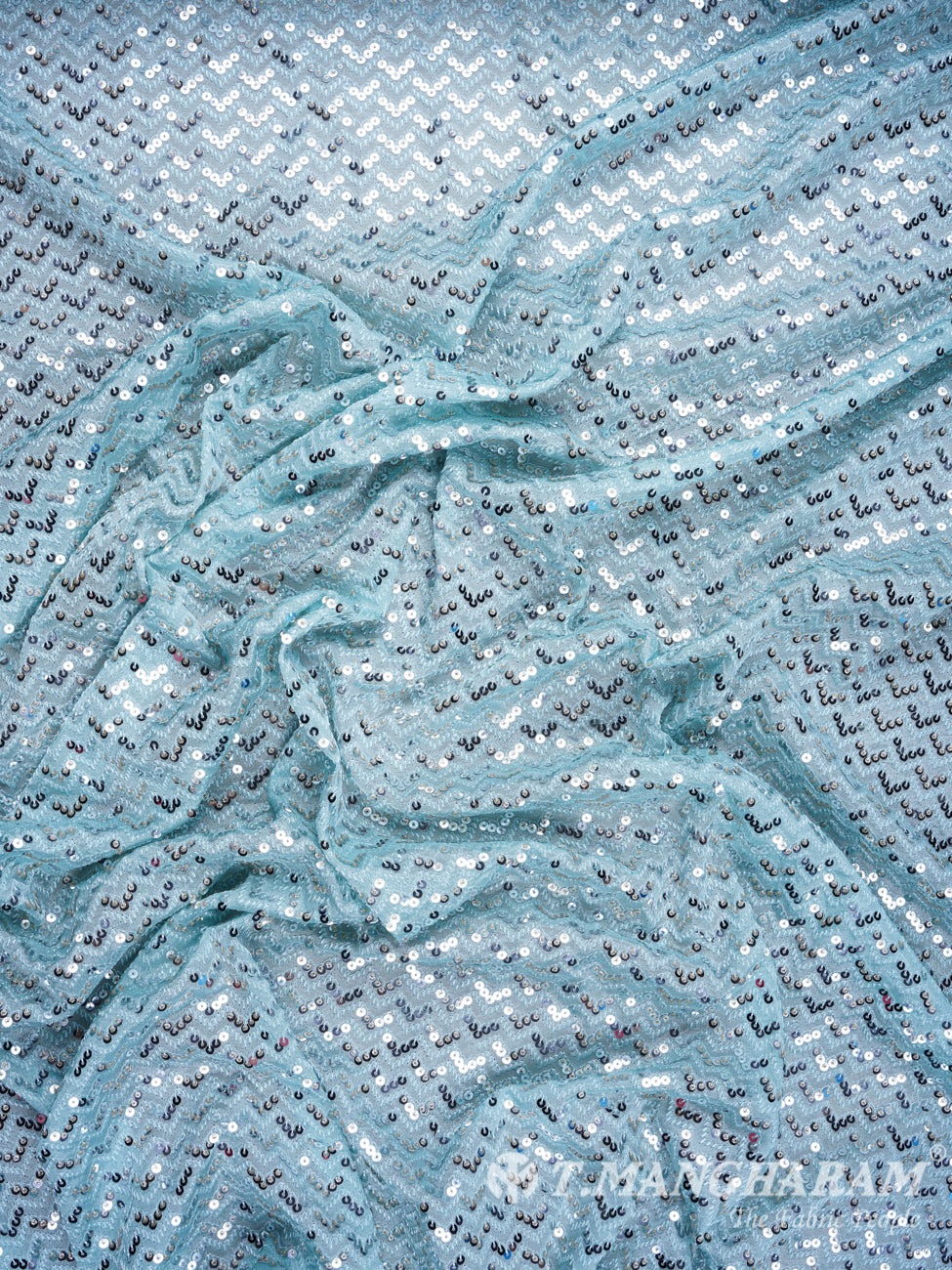 Blue Chinnon Silk Fabric - EB0438 view-4