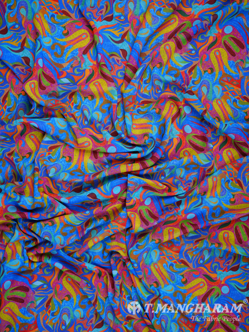 Blue Georgette Fabric - EA0809 view-4