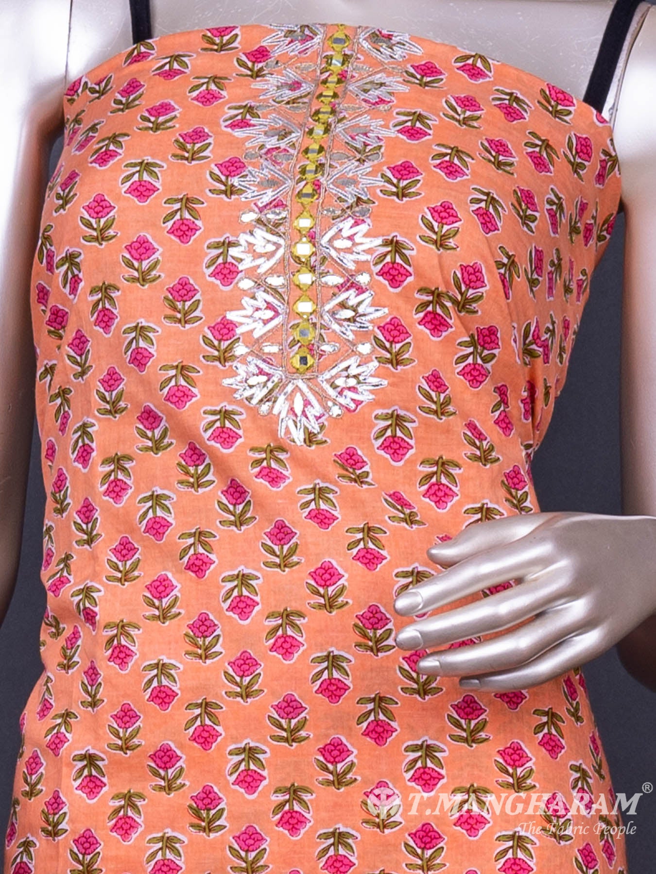 Peach Cotton Chudidhar Fabric Set - EF0678 view-2