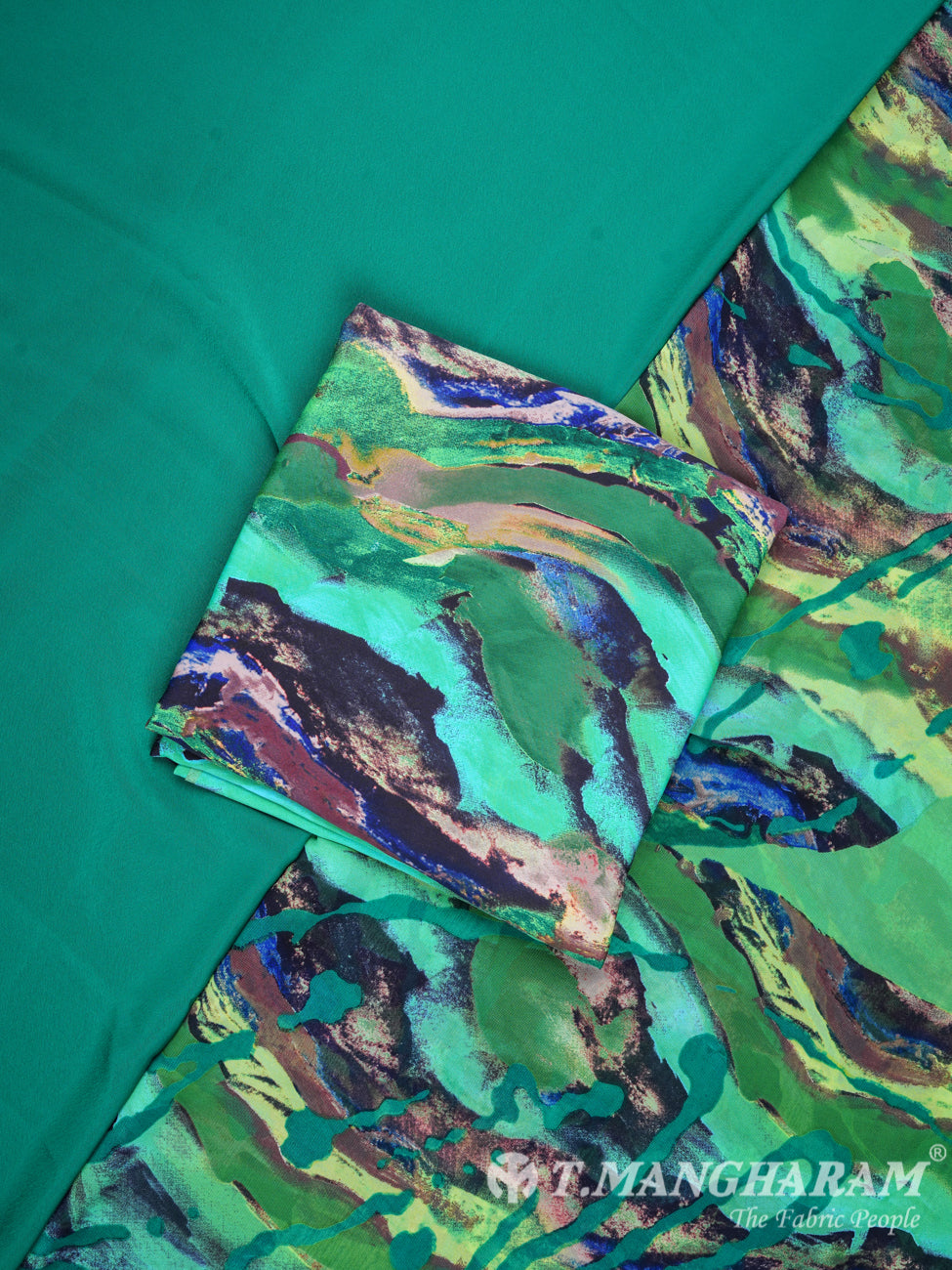 Green Italian Crepe Chudidhar Fabric Set - EH1028 view-1