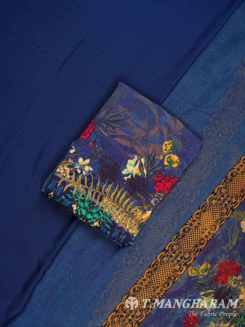 Blue Italian Crepe Chudidhar Fabric Set - EH1044 view-1