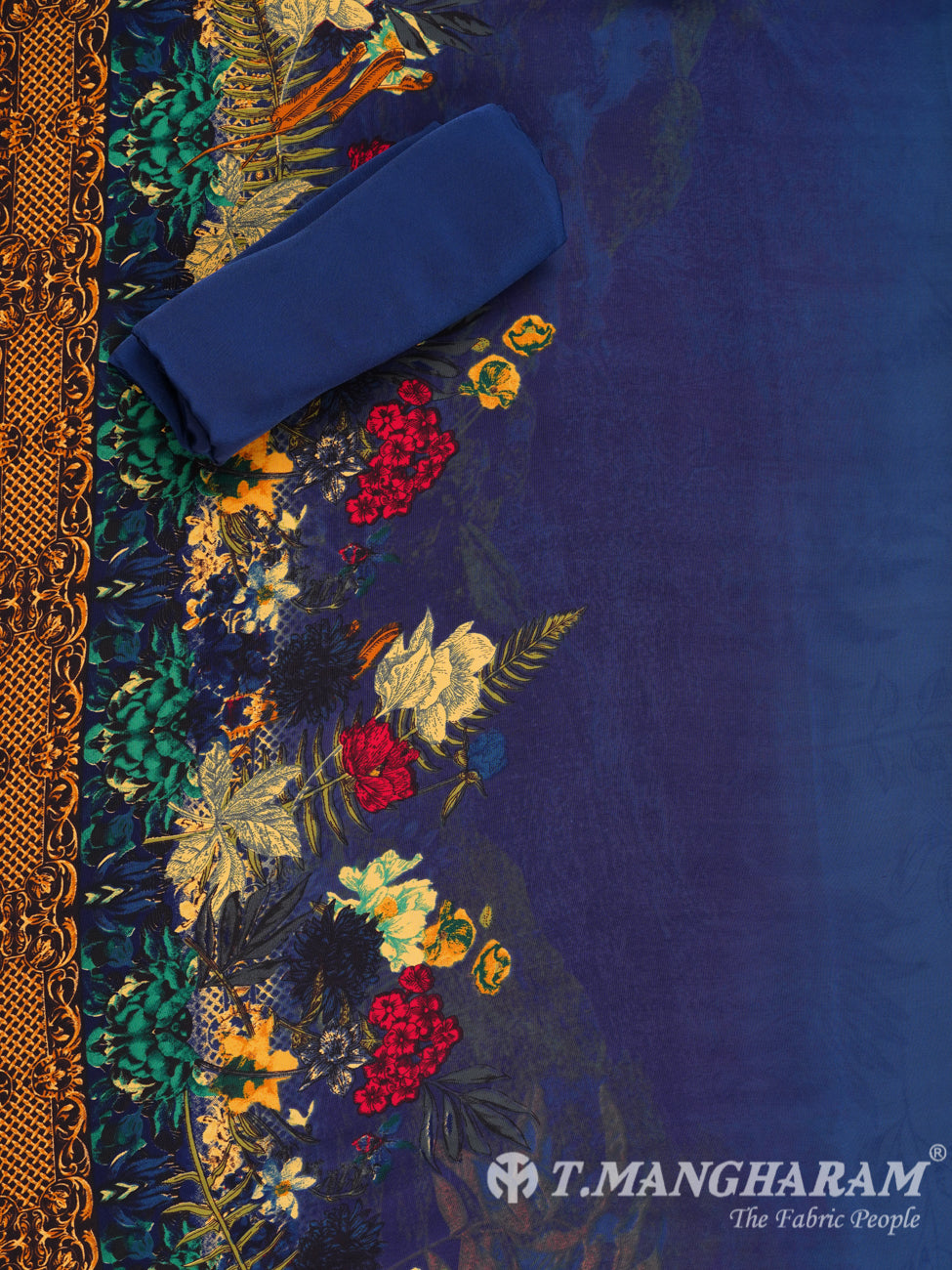 Blue Italian Crepe Chudidhar Fabric Set - EH1044 view-3