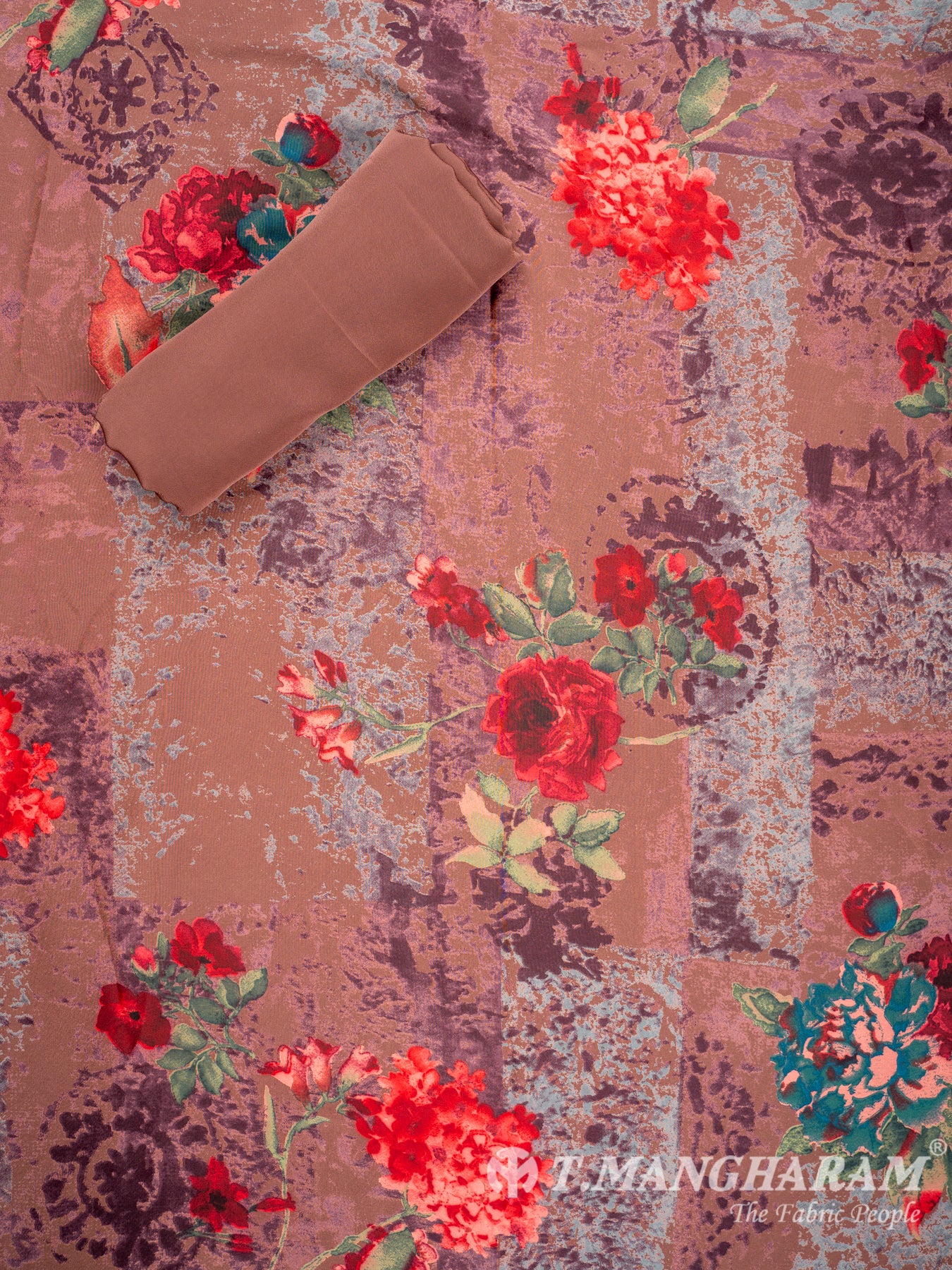 Brown Italian Crepe Chudidhar Fabric Set - EH0932 view-3