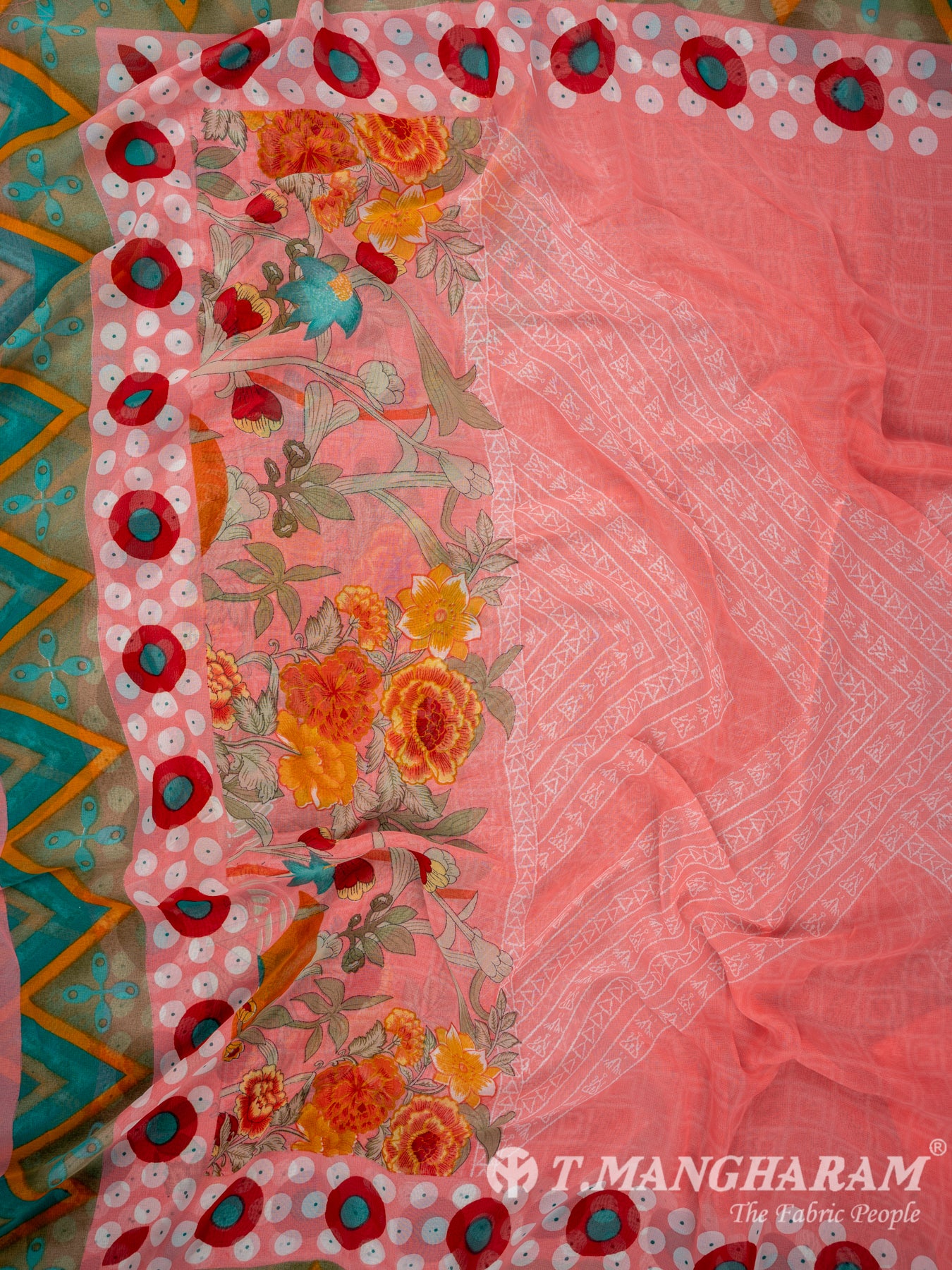 Peach Italian Crepe Chudidhar Fabric Set - EG0814