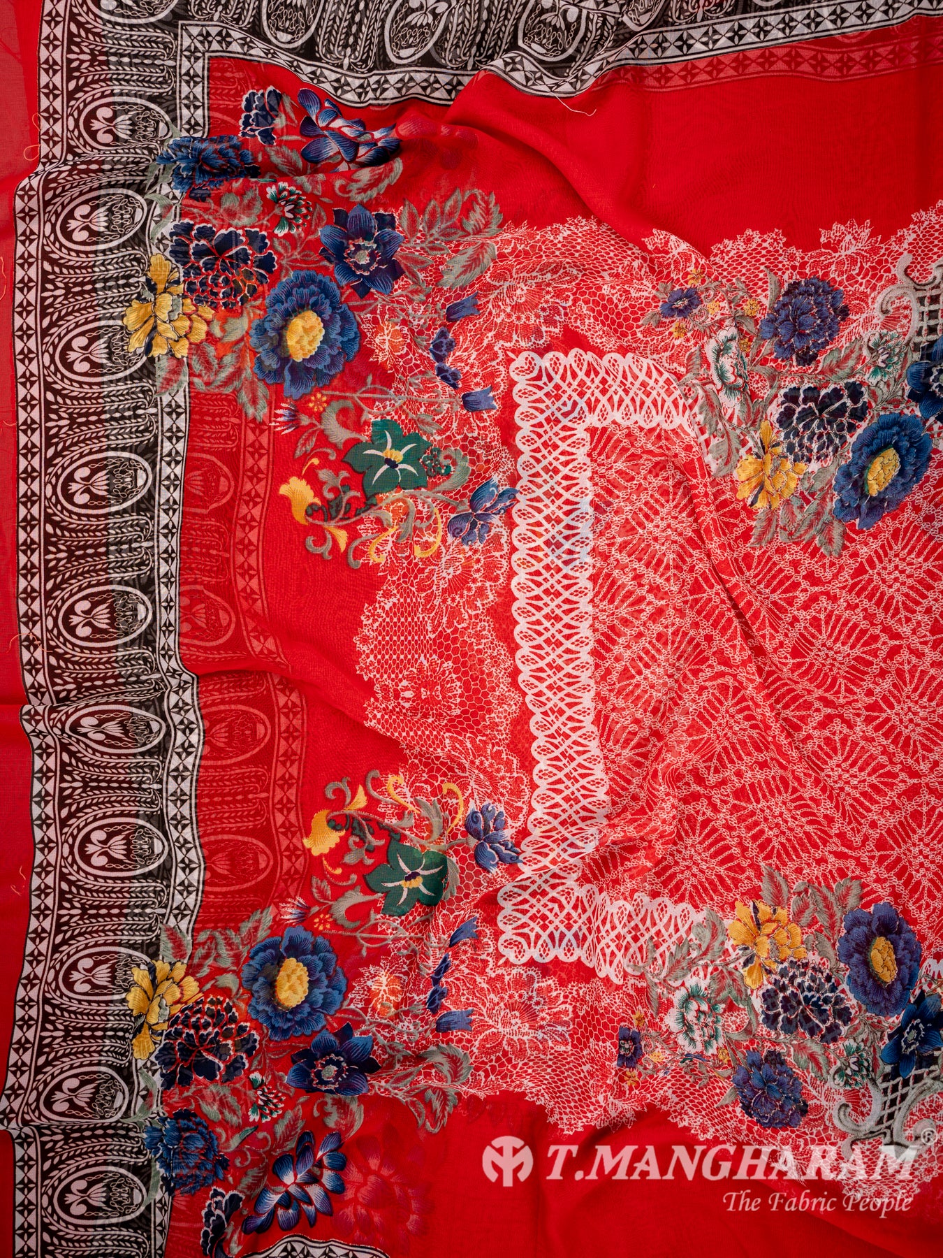 Red Italian Crepe Chudidhar Fabric Set - EG0789 view-2