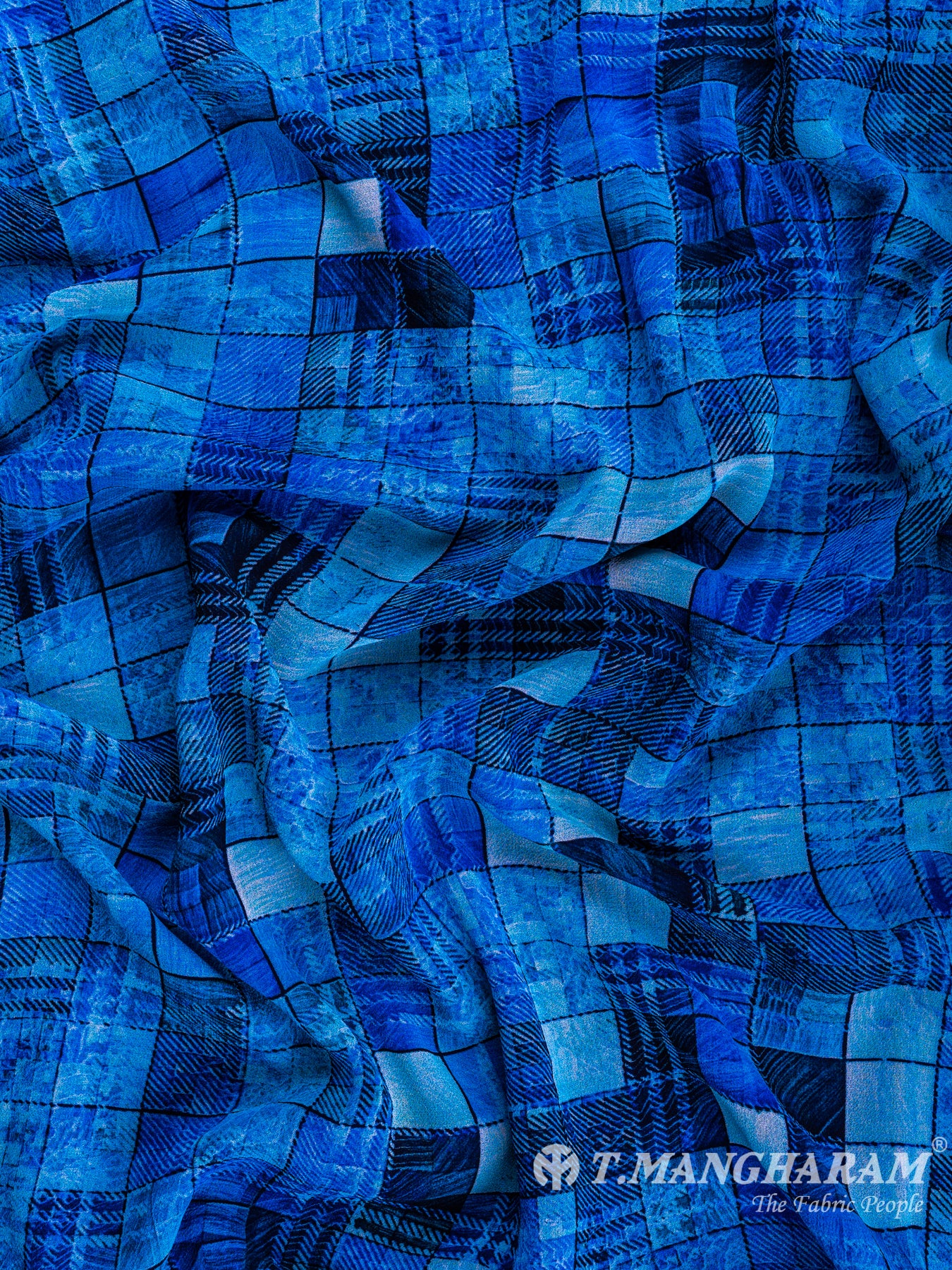 Blue Georgette Fabric - EC0358 view-4