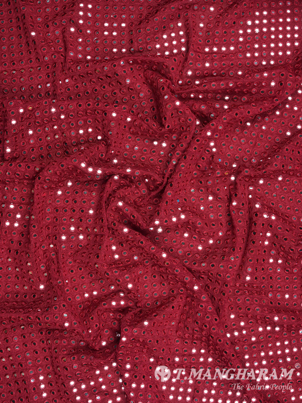 Maroon Chinnon Silk Fabric - EC2033 view-4