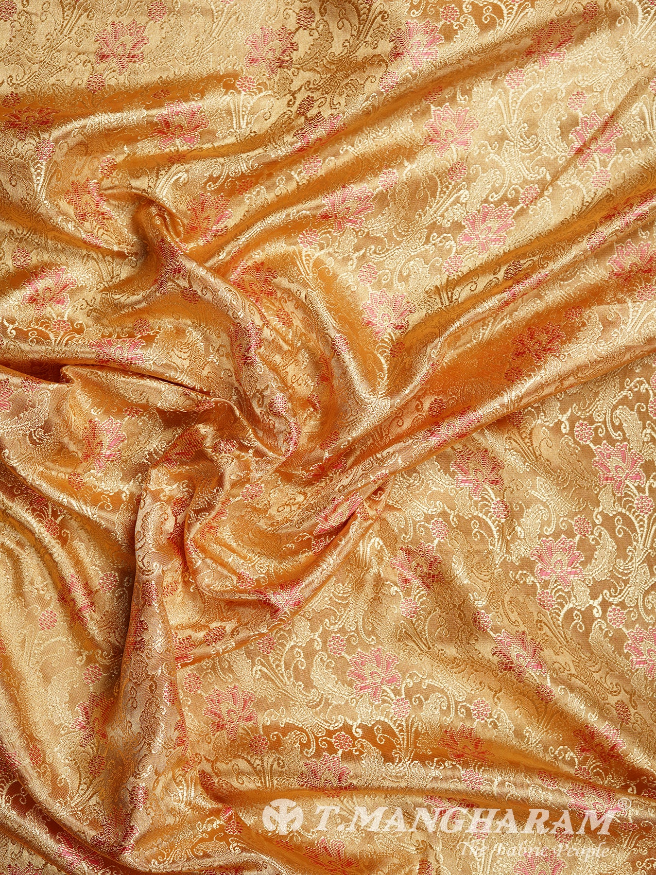 Orange Semi Banaras Fabric - EC2772 view-4