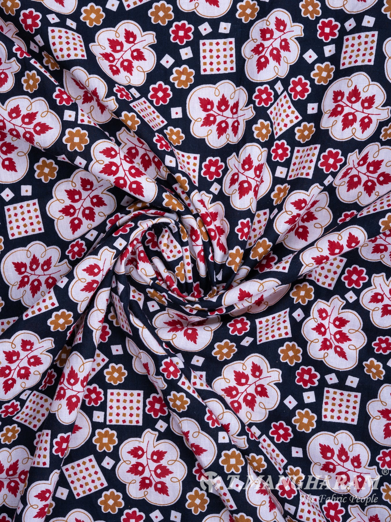 Black Jaipuri Cotton Fabric - EC0582 view-1