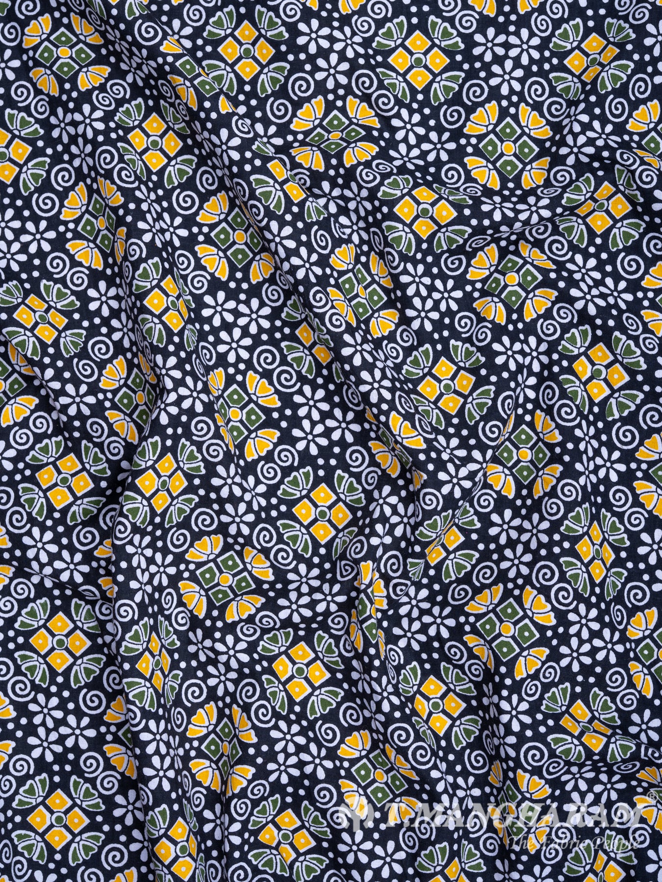 Black Jaipuri Cotton Fabric - EC0599 view-3