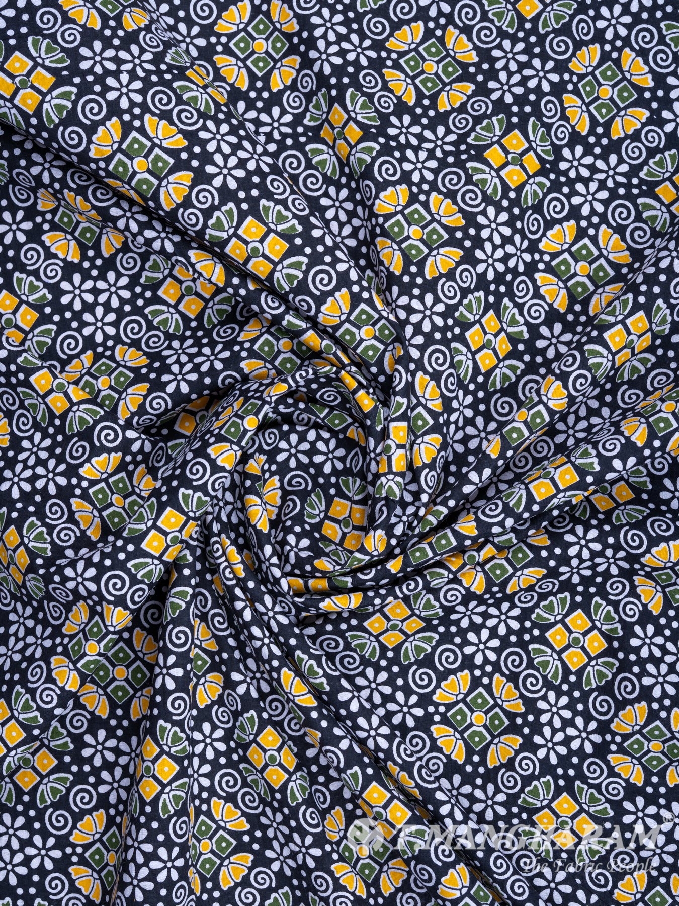 Black Jaipuri Cotton Fabric - EC0599 view-1