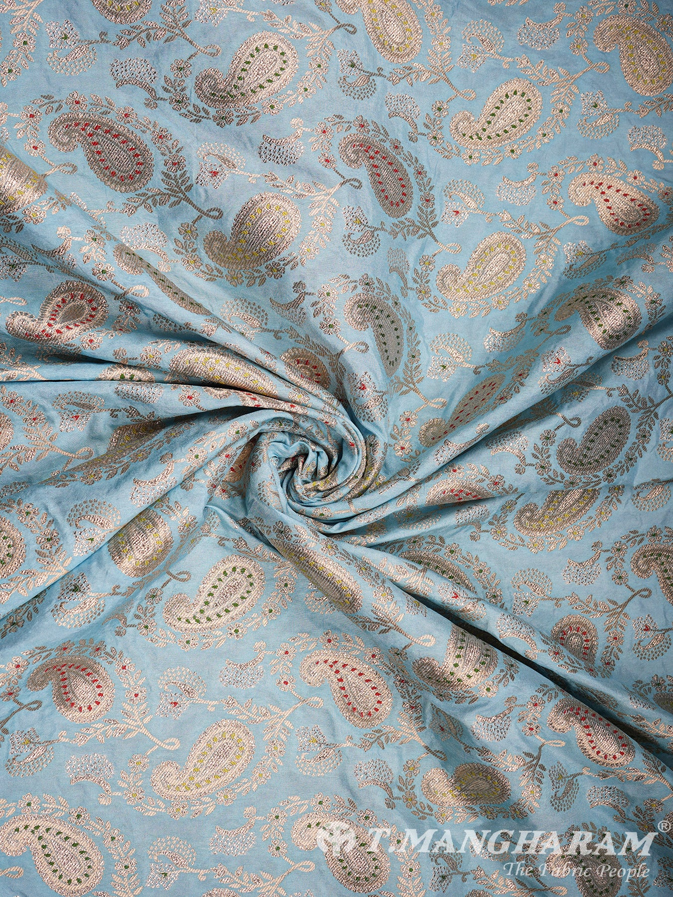 Light Blue Semi Banaras Fabric - EC2917 view-1