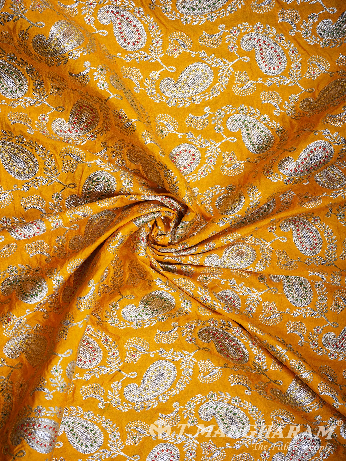 Mustard Yellow Semi Banaras Fabric - EC2918