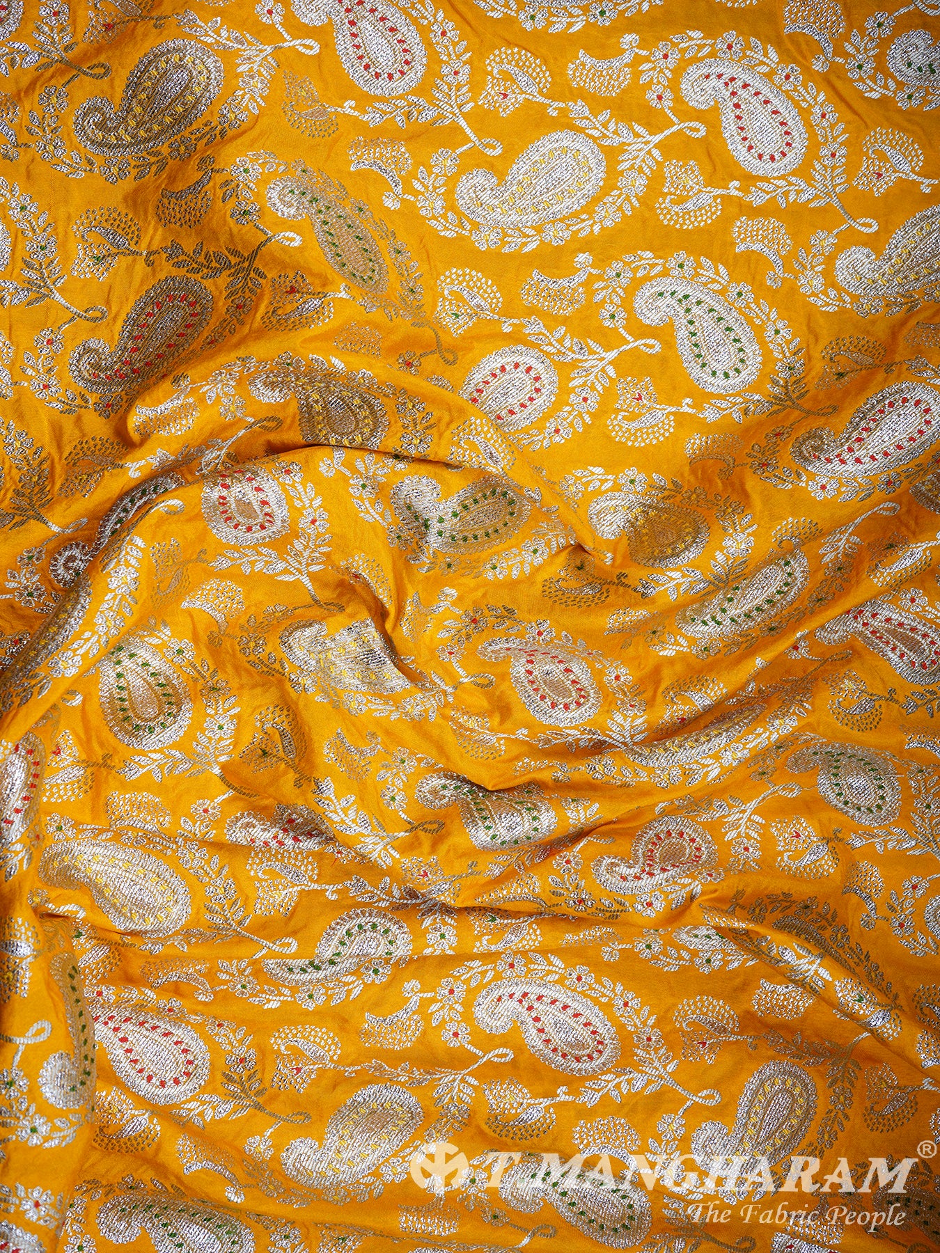 Mustard Yellow Semi Banaras Fabric - EC2918