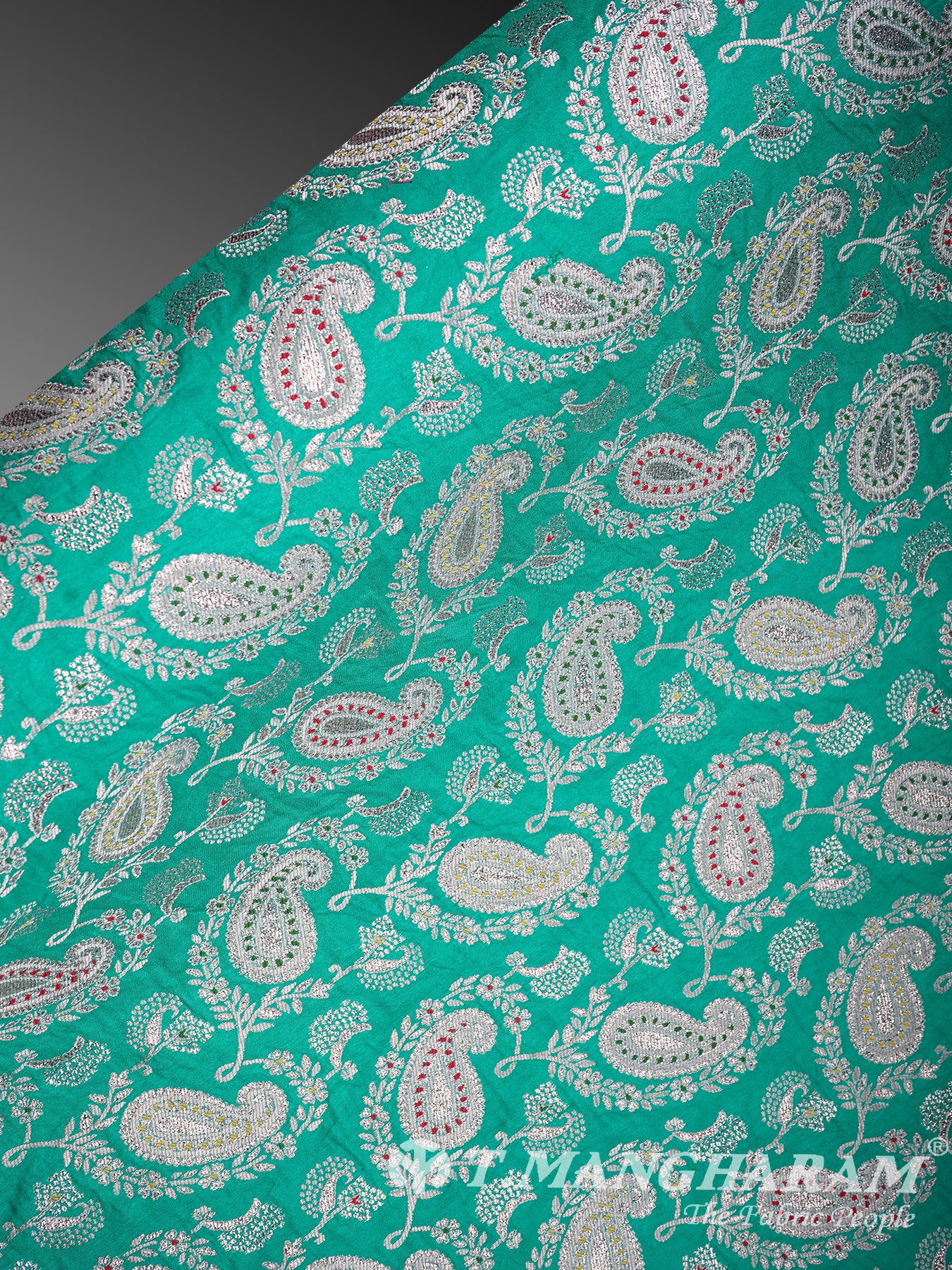 Green Semi Banaras Fabric - EC2919 view-2