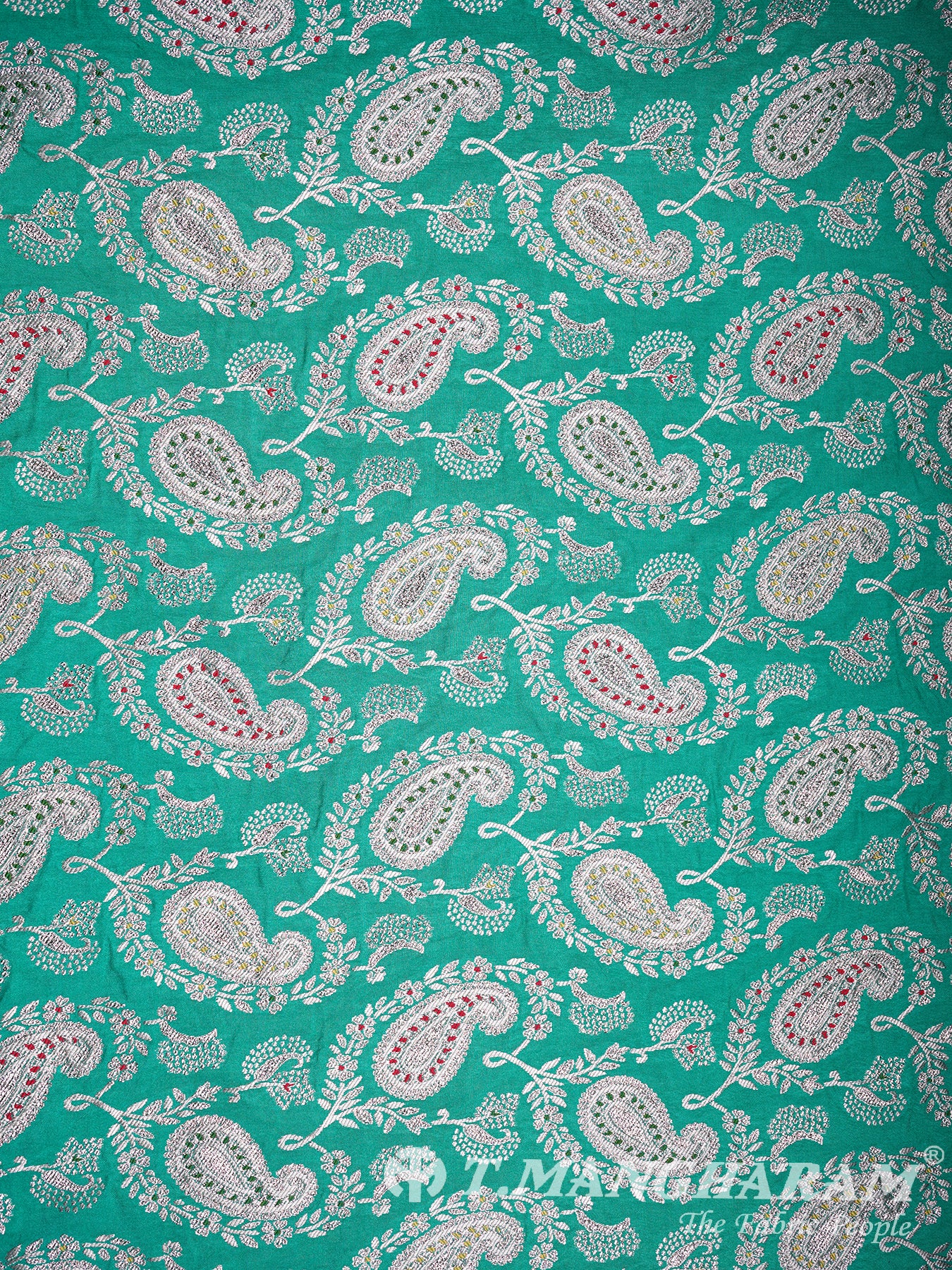 Green Semi Banaras Fabric - EC2919 view-3