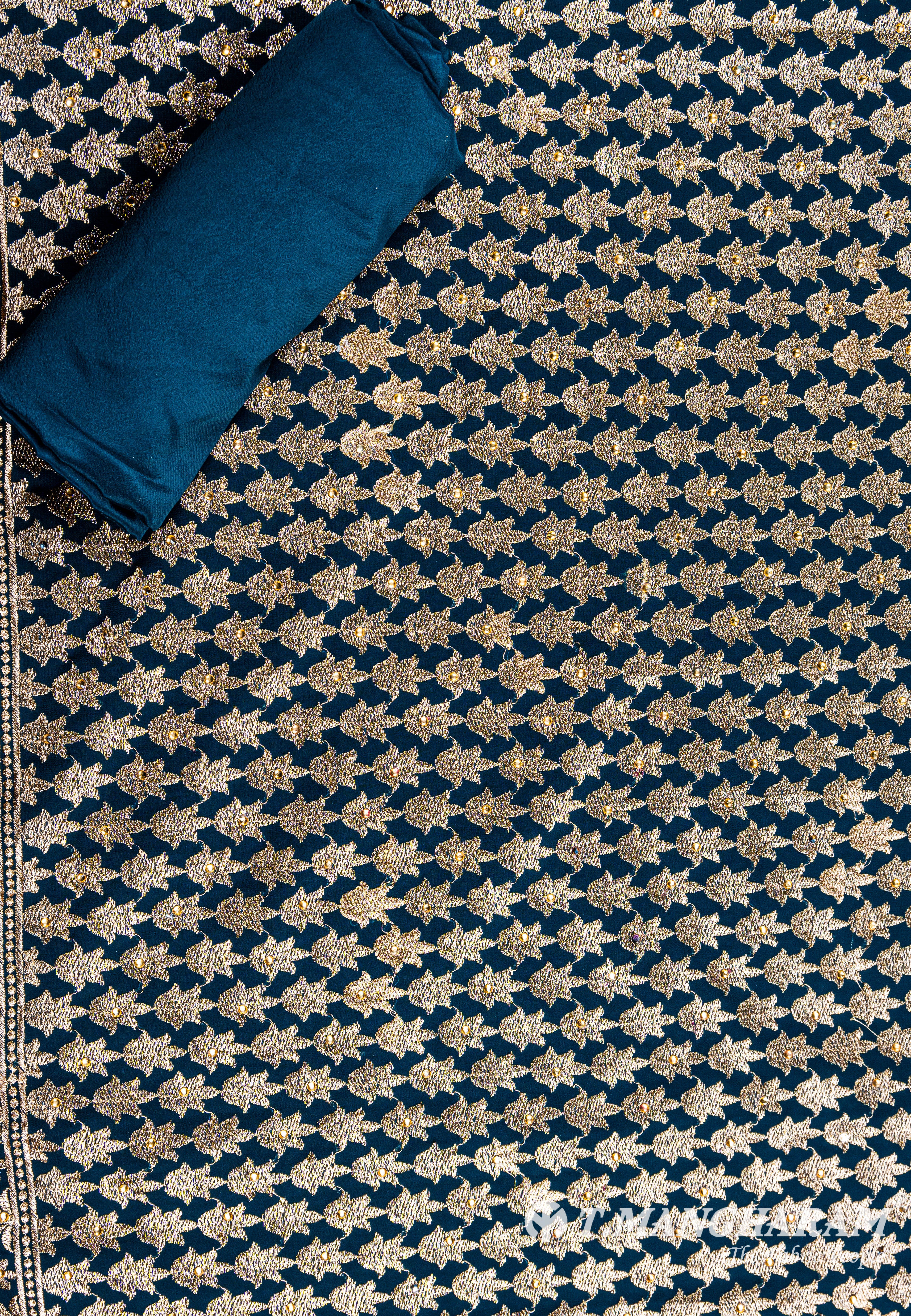 Navy Blue Georgette Chudidhar Fabric Set - EG1268 view-2