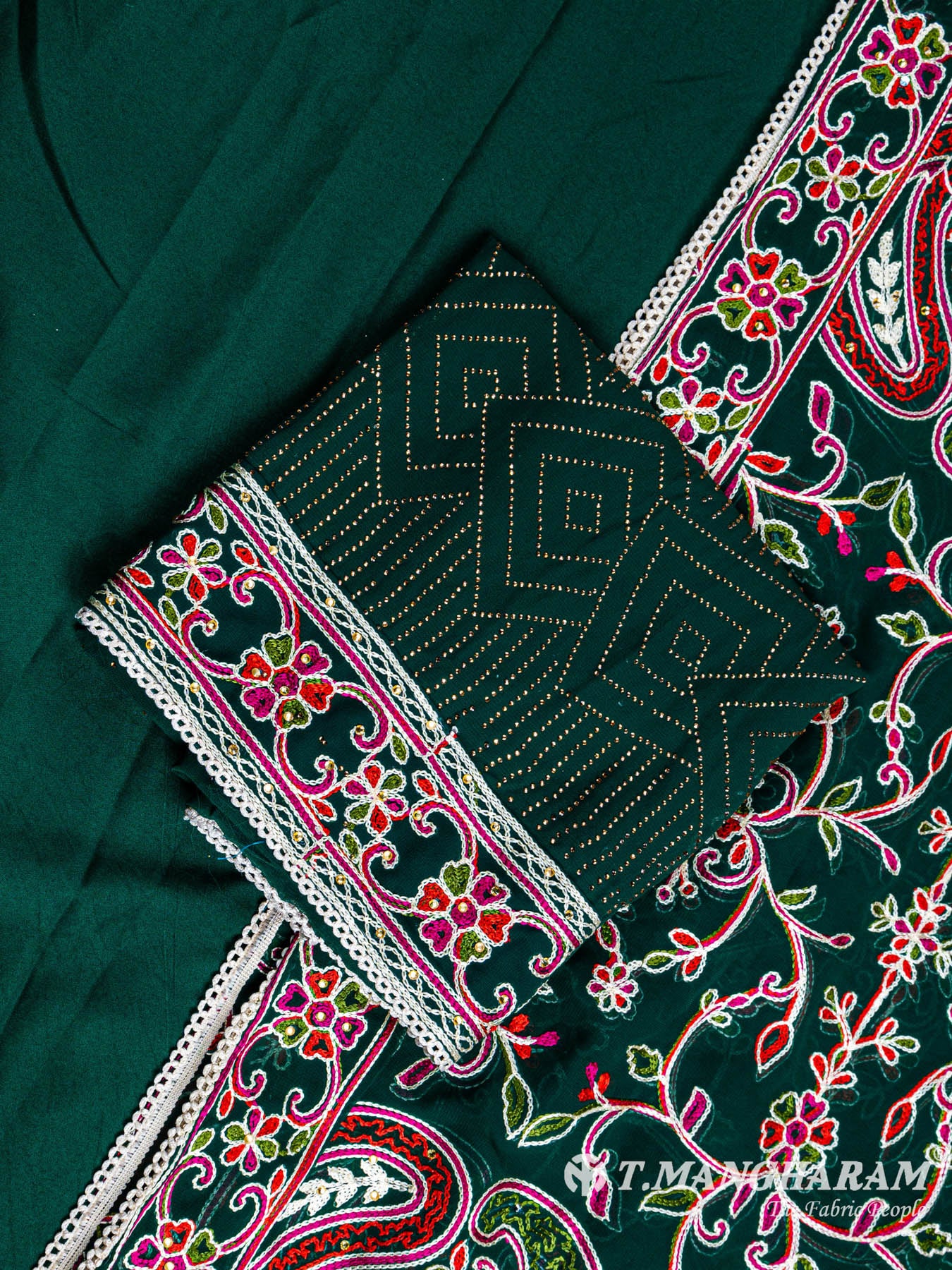 Green Georgette Chudidhar Fabric Set - EG1261 view-1