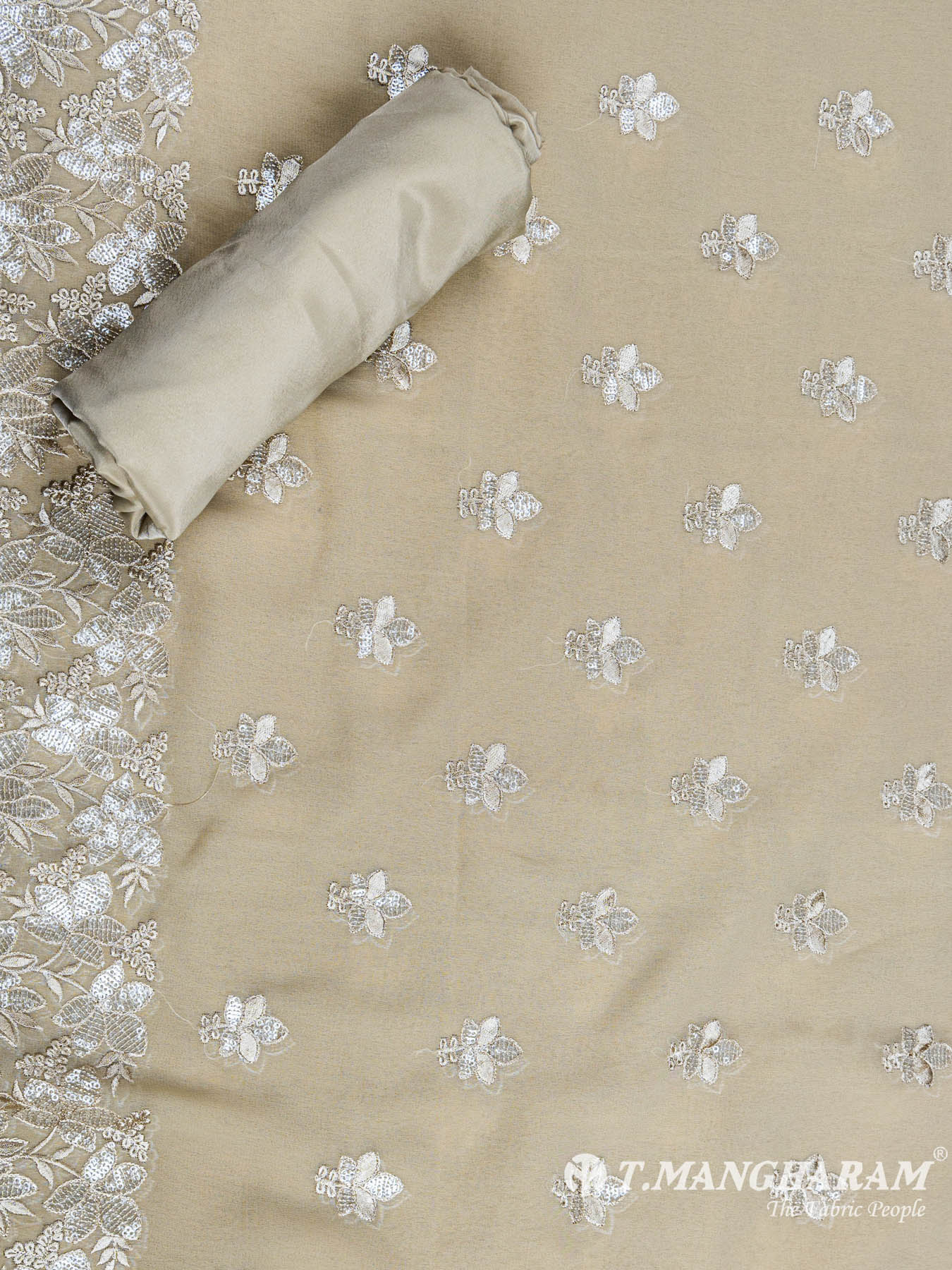 Beige Georgette Chudidhar Fabric Set - EG1262 view-3