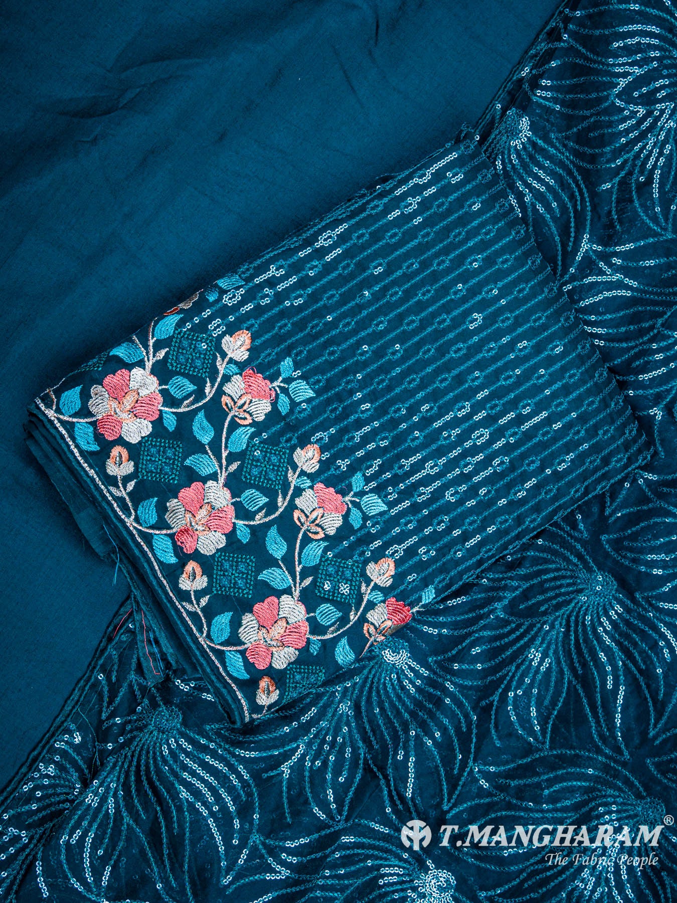 Blue Georgette Chudidhar Fabric Set - EF1389 view-1