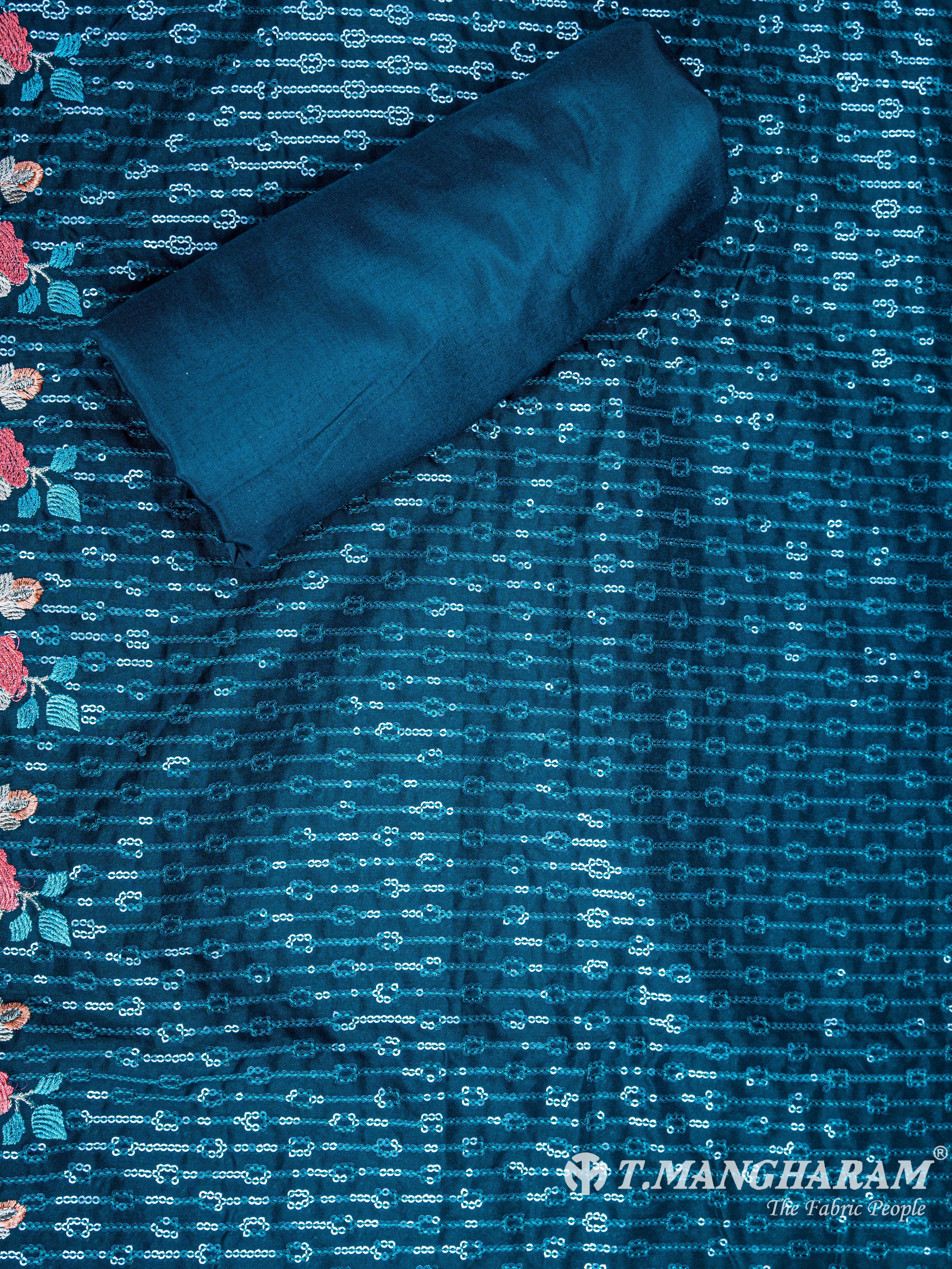 Blue Georgette Chudidhar Fabric Set - EF1389 view-3