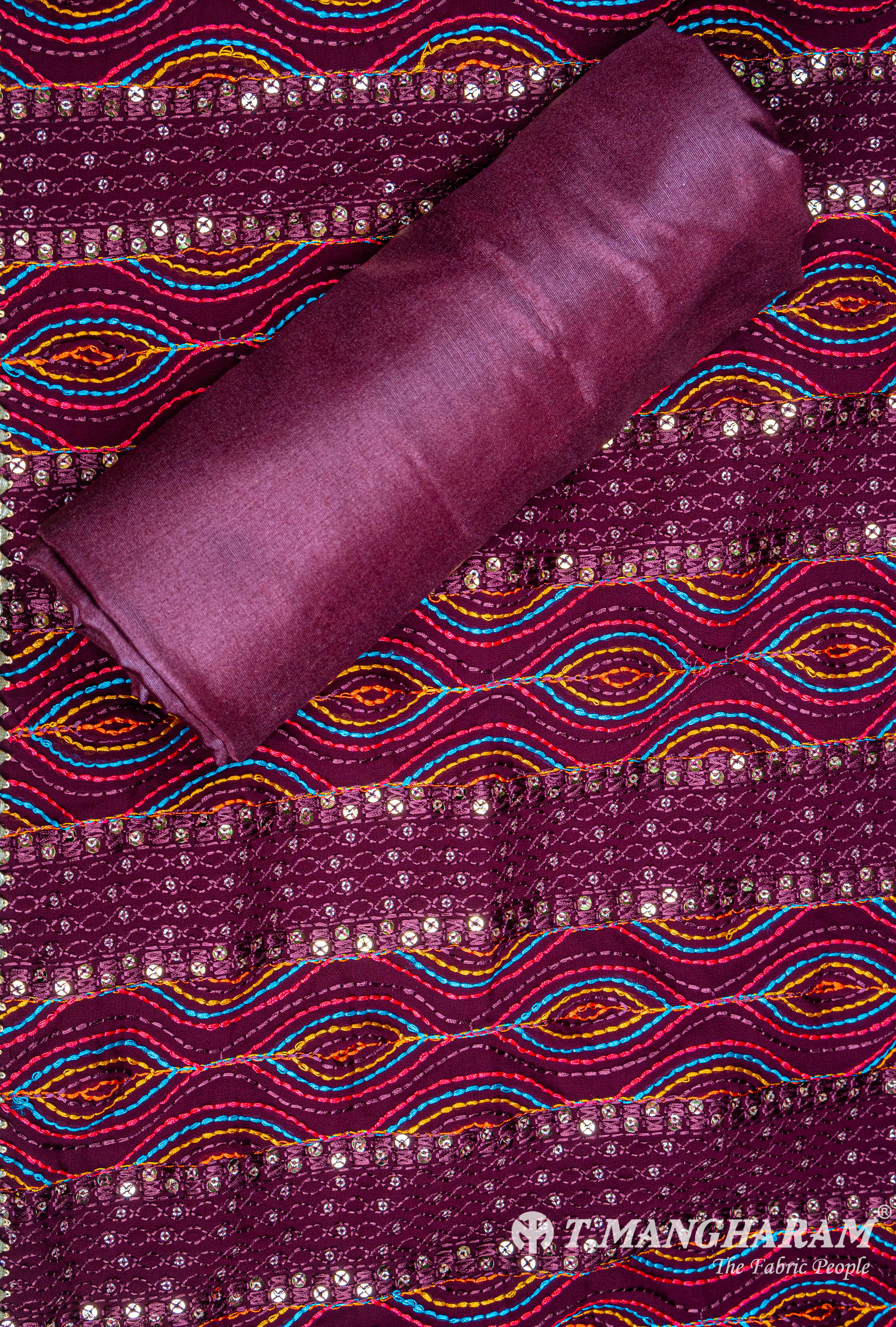 Purple Georgette Chudidhar Fabric Set - EF1393
