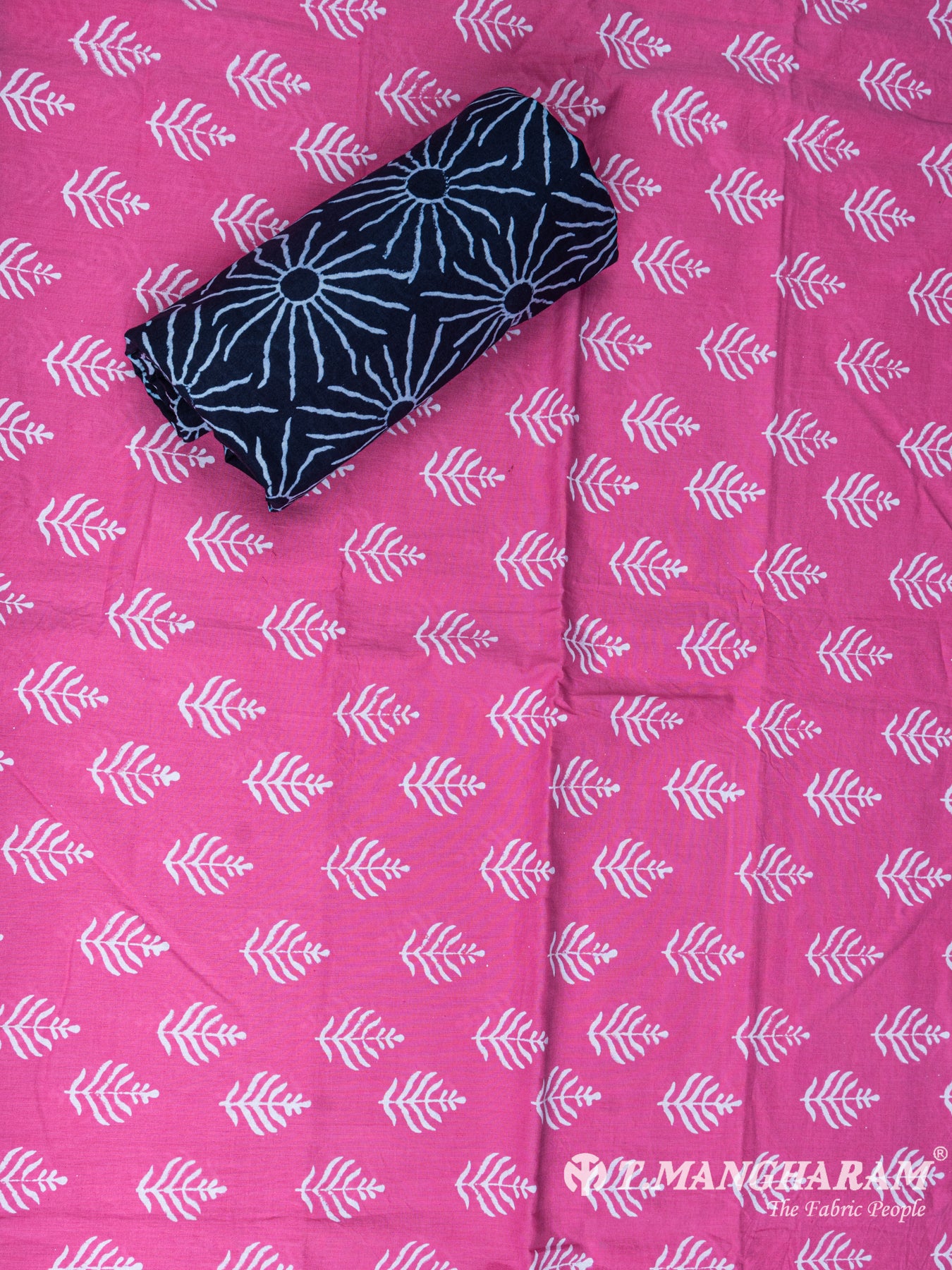 Pink and Black Cotton Chudidhar Fabric Set - EG1337 view-3