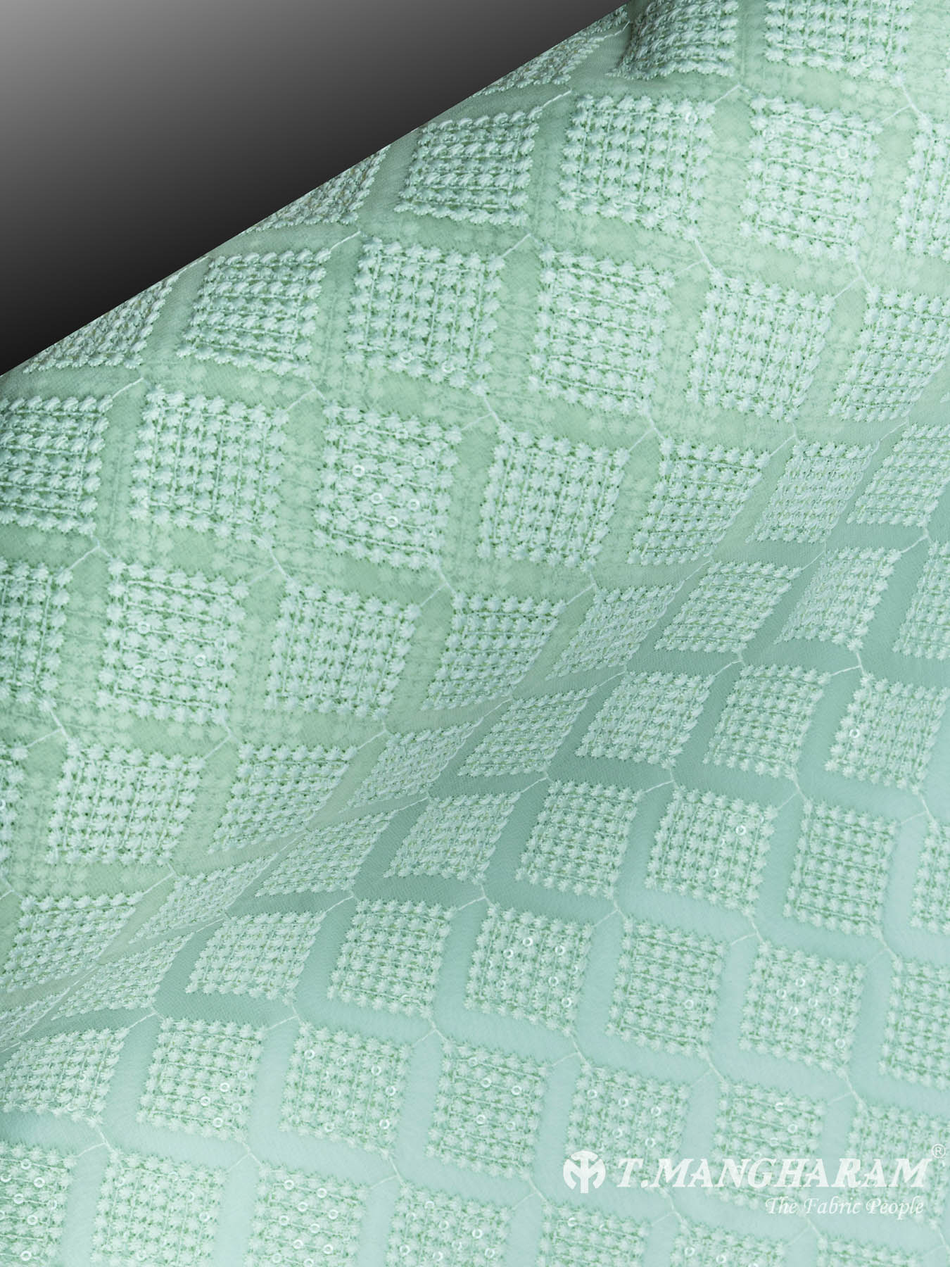 Green Georgette Fabric - EC3991 view-2