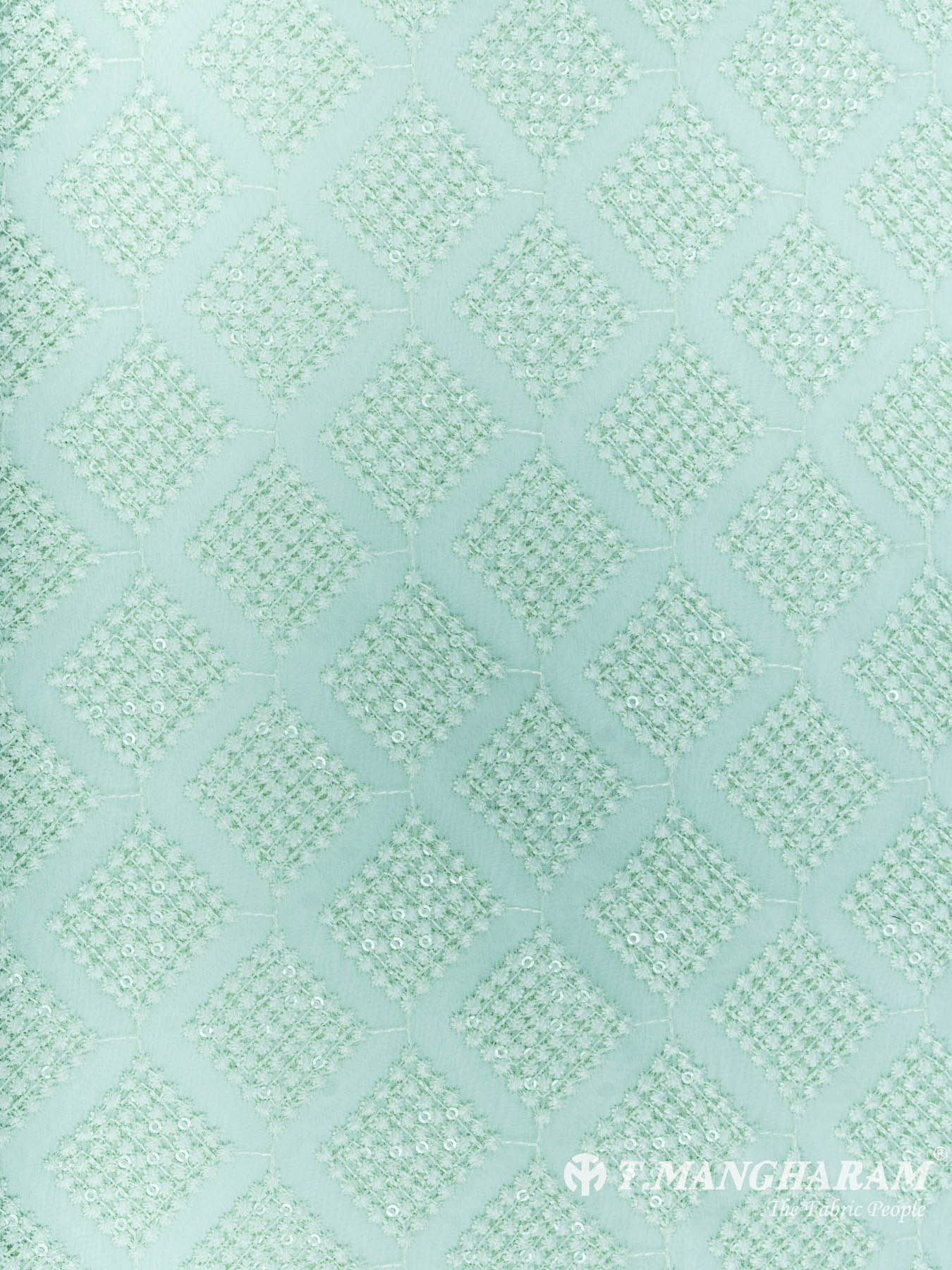 Green Georgette Fabric - EC3991 view-3