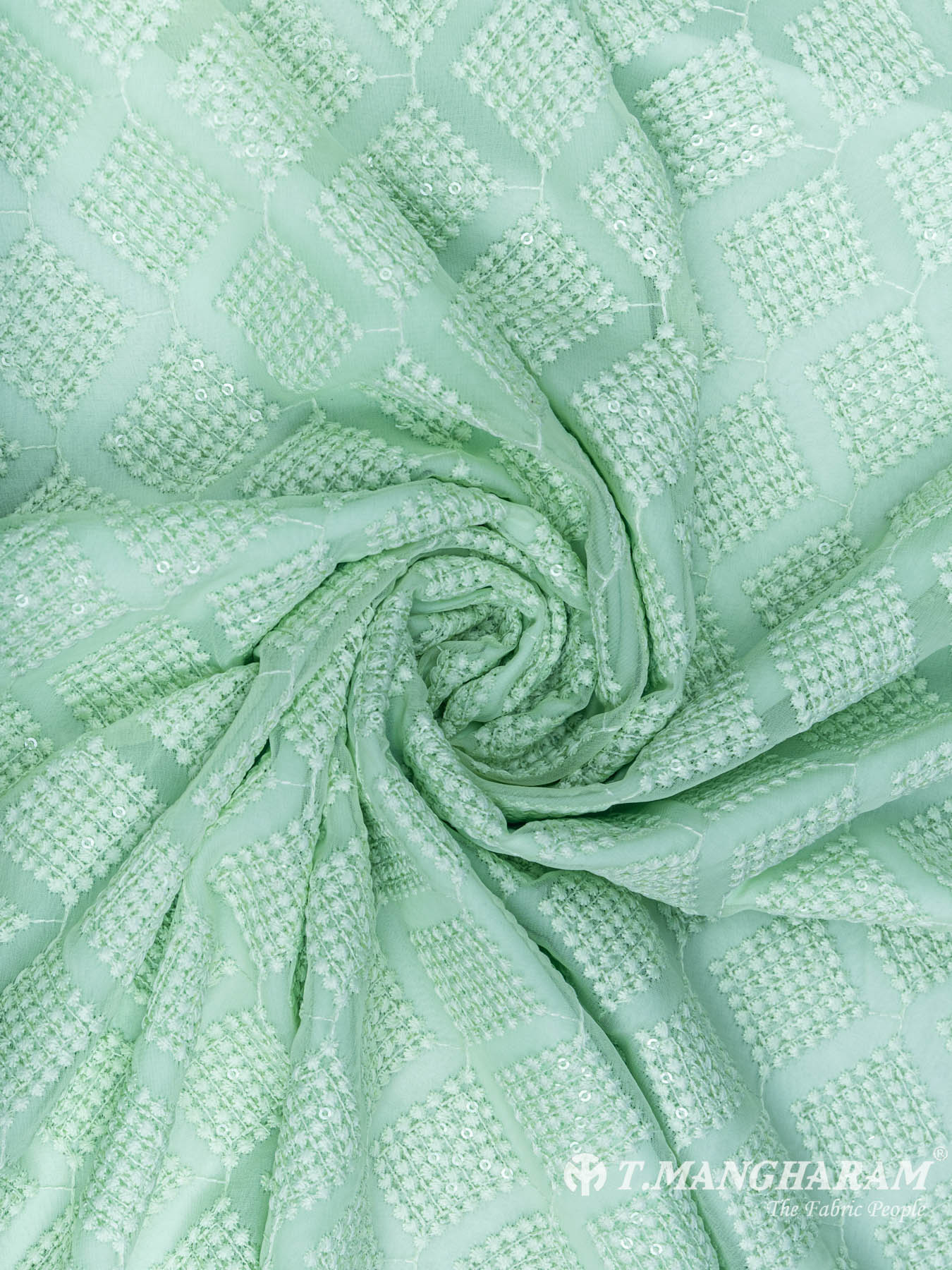 Green Georgette Fabric - EC3991 view-1