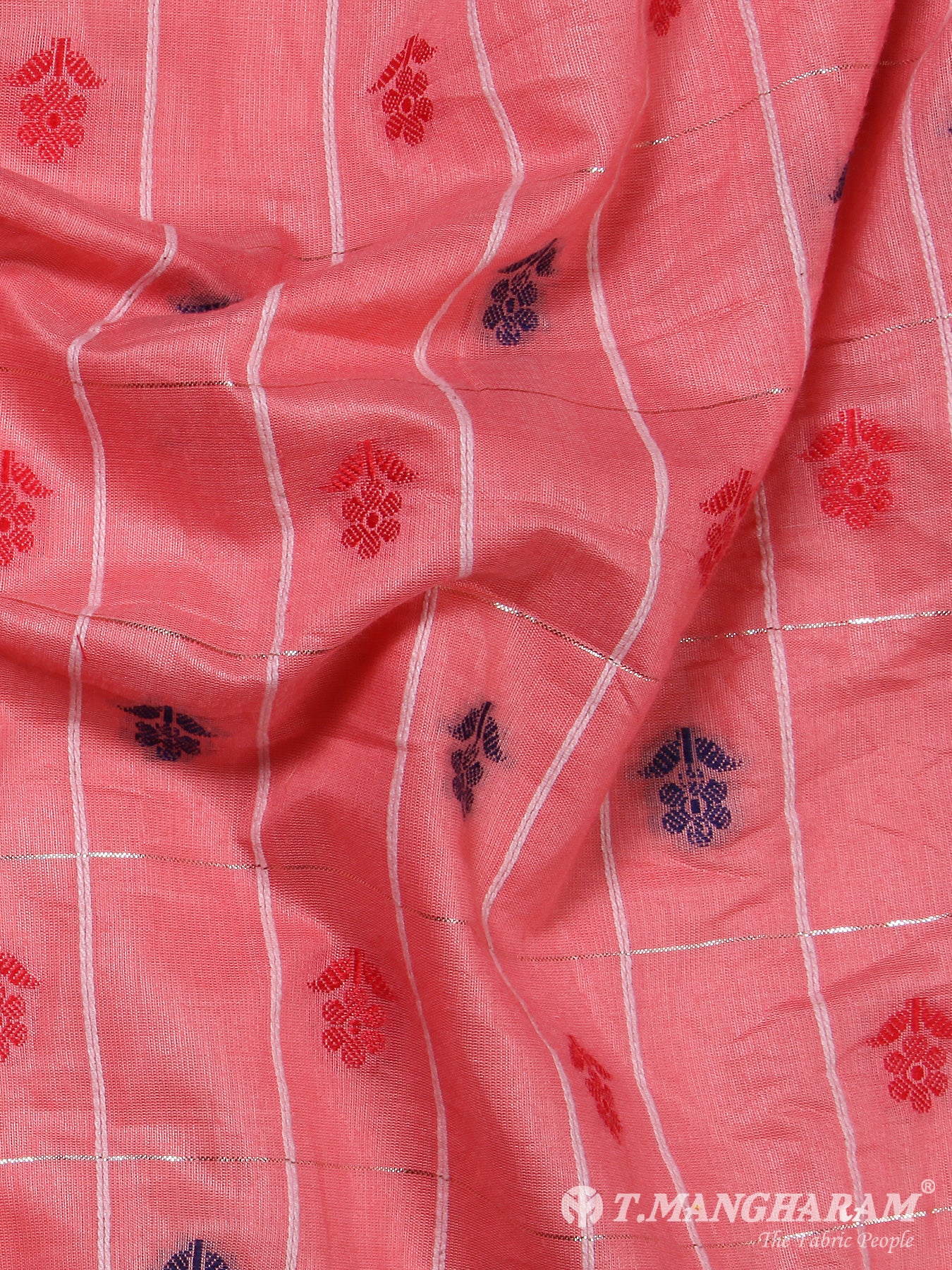 Peach Chanderi Cotton Fabric - EA0122 - View 3