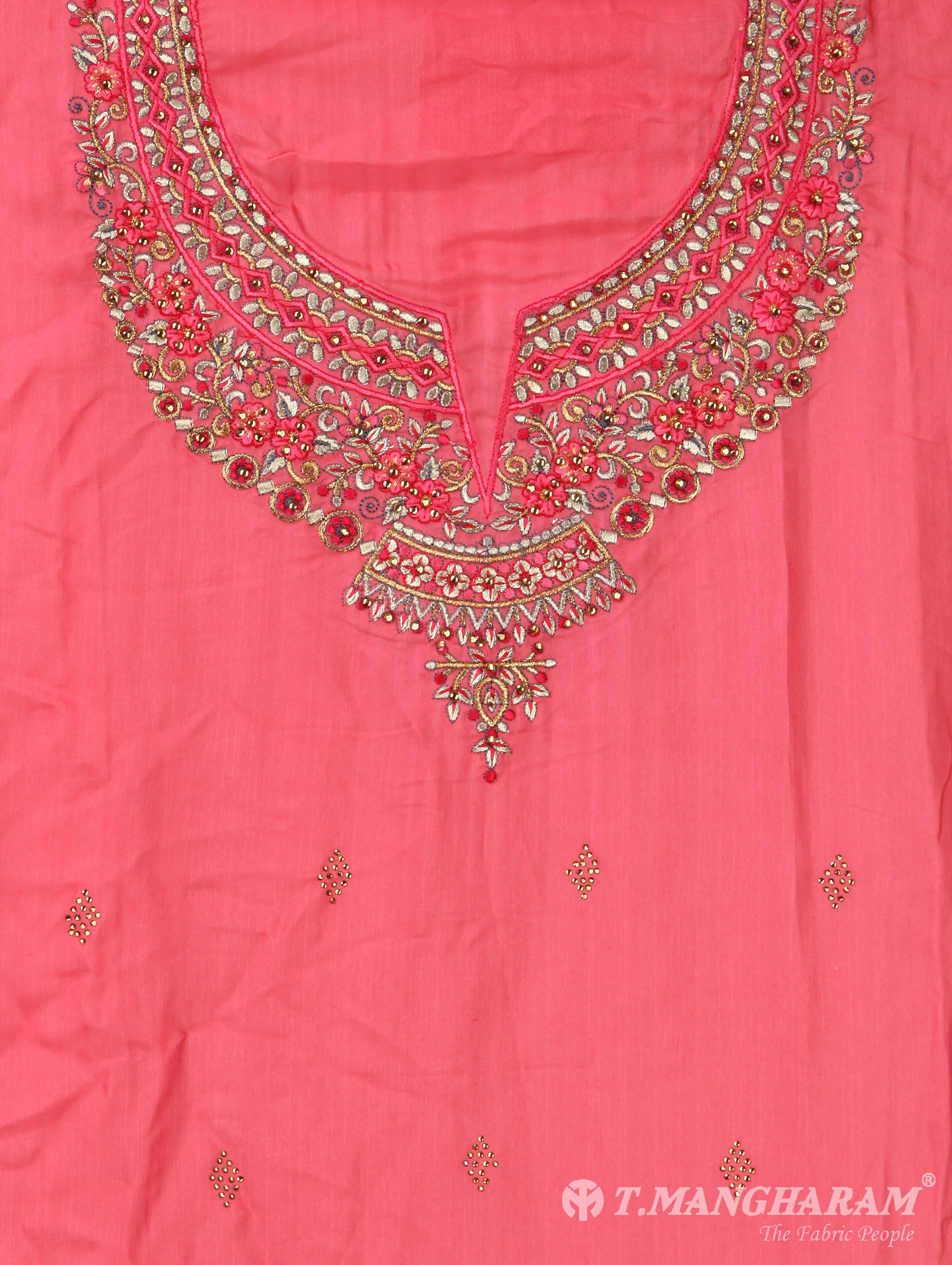Pink Satin Silk Chudidhar Fabric Set - EF0121 - View 2