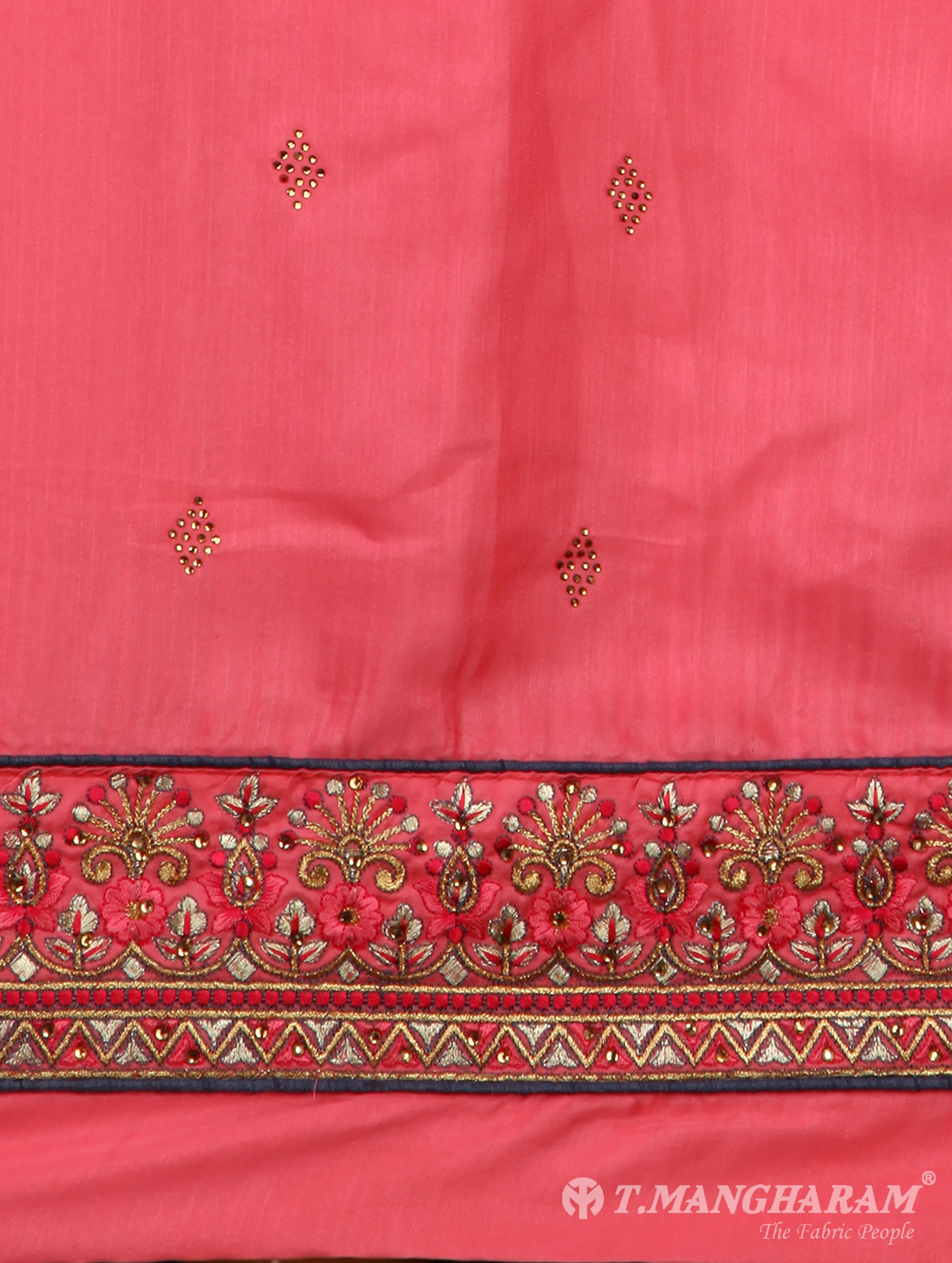 Pink Satin Silk Chudidhar Fabric Set - EF0121 - View 3
