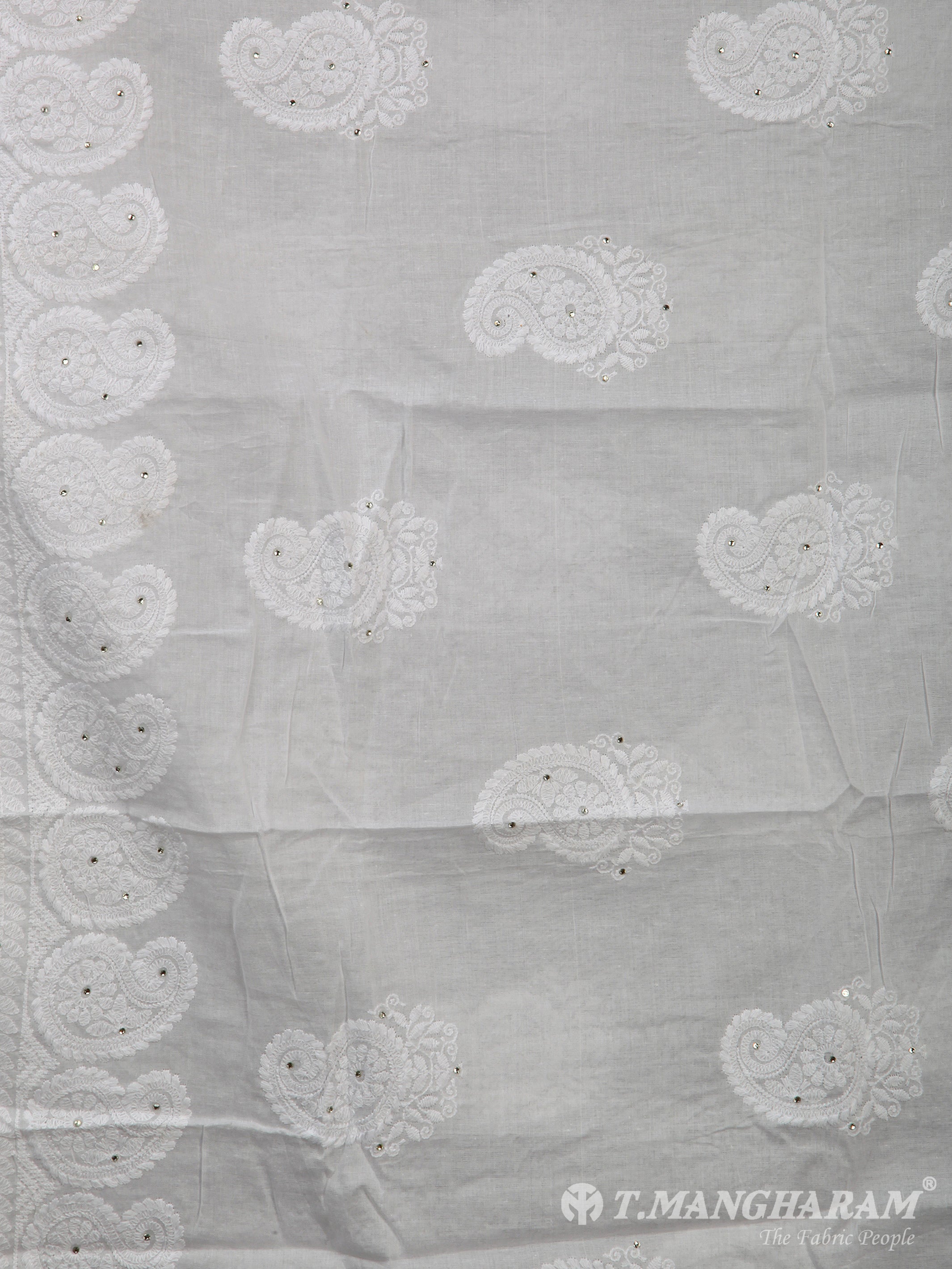 White Cotton Chudidhar Fabric Set - EG0024 View-2