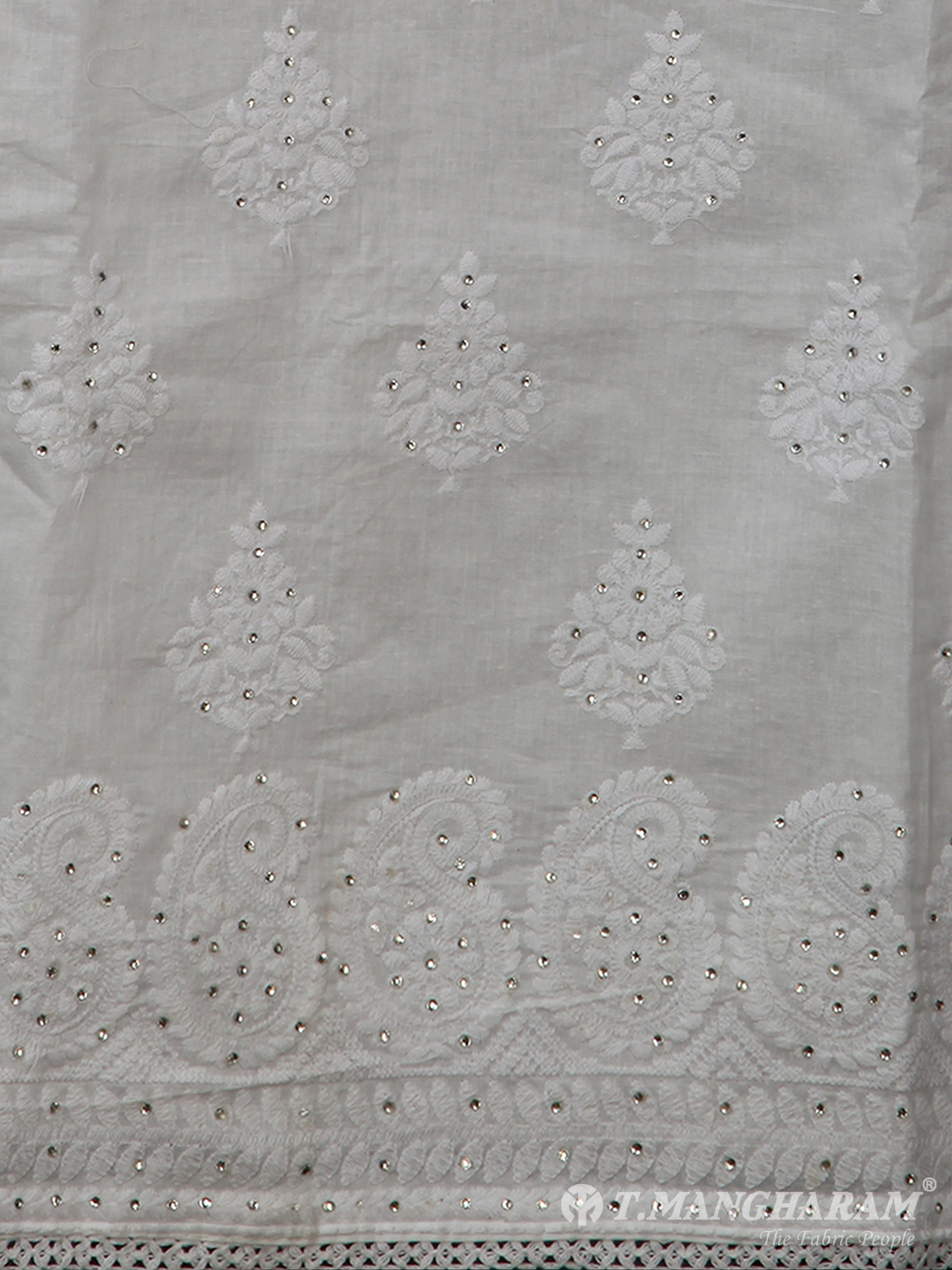 White Cotton Chudidhar Fabric Set - EG0025 View-3